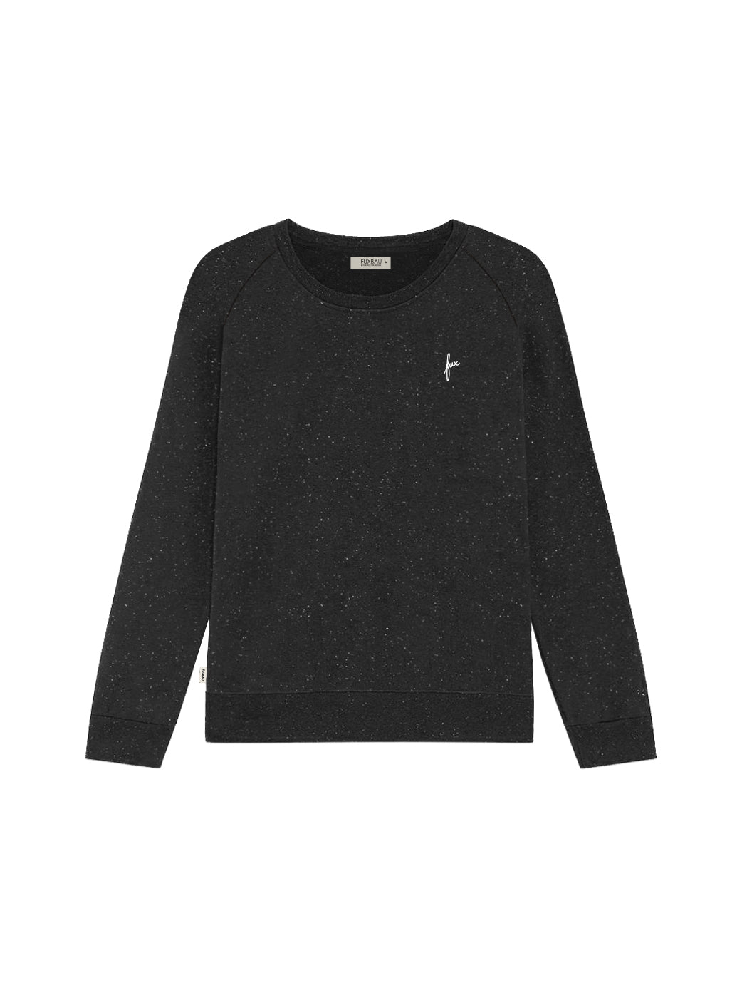 Fair Fashion Frauen fux Sweater in schwarz mit weissen Neps aus Biobaumwolle und made in Portugal