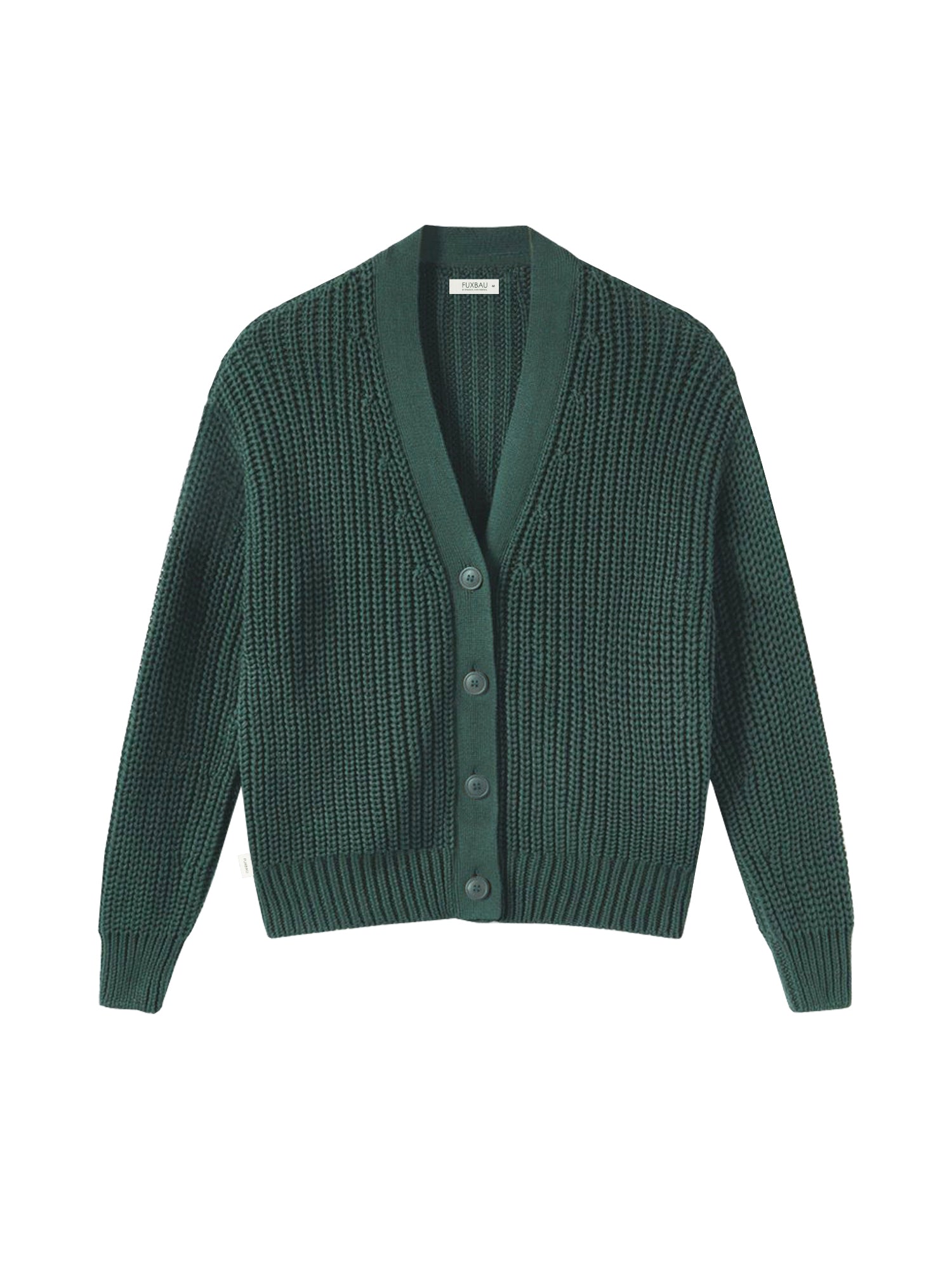 FUXBAU 4Seasons Frauen Strickjacke in waldgrün aus 100% GOTS zertifizierter Biobaumwolle