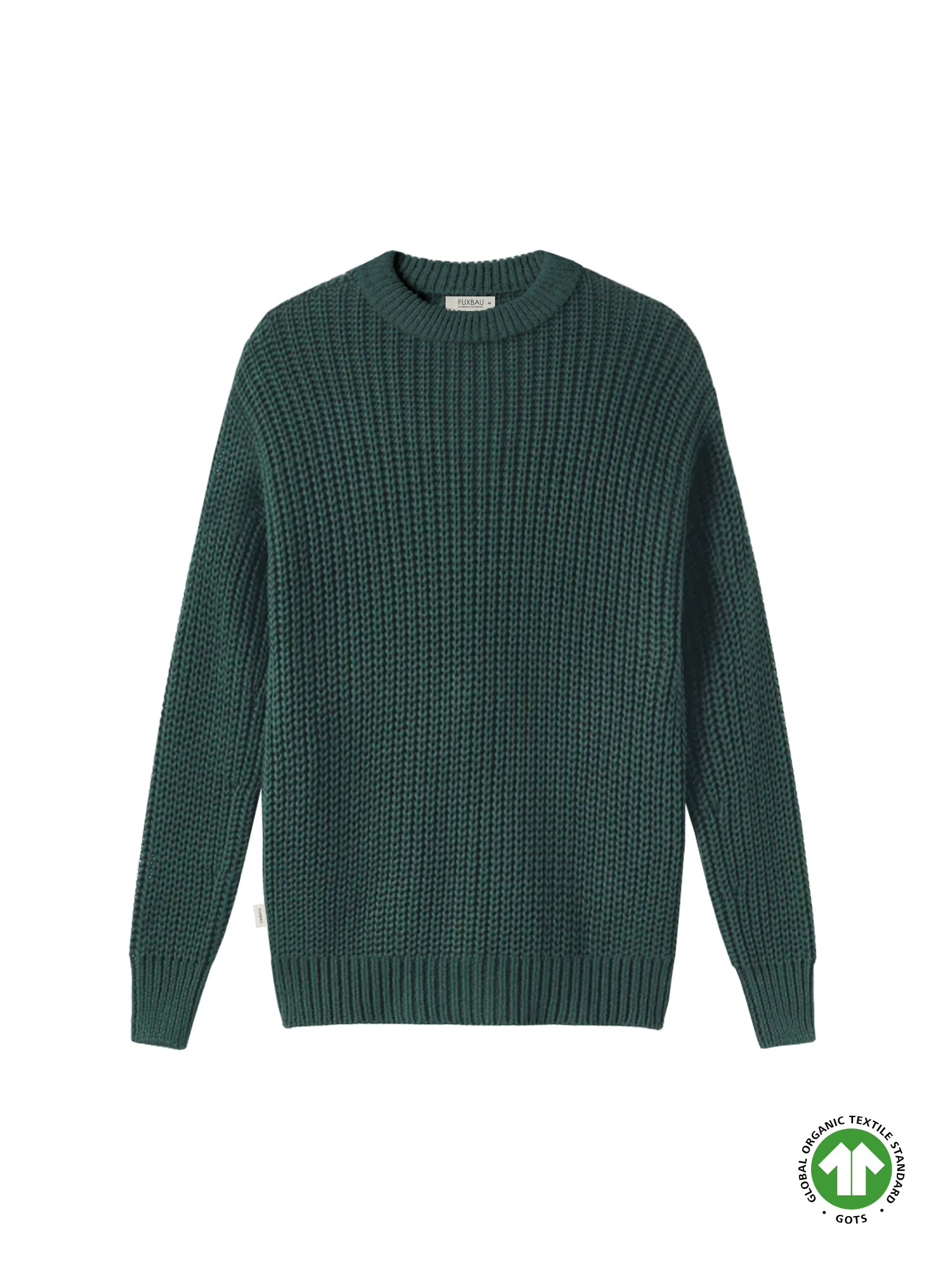 FUXBAU 4Seasons Männer Strickpullover in waldgrün aus 100% GOTS zertifizierter Biobaumwolle