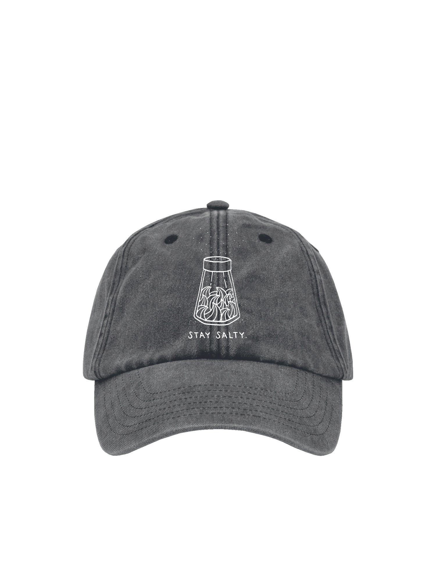 Nachhaltige und faire Stay Salty Dad Cap in salzschwarz aus 100% zertifizierter Biobaumwolle