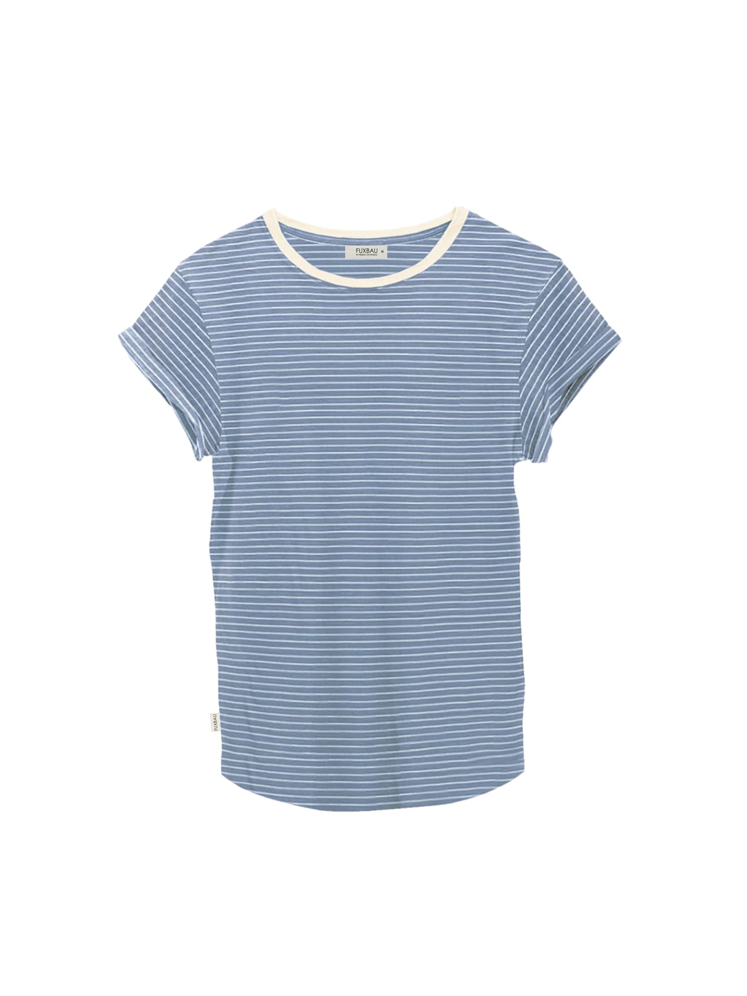 Fair Fashion Frauen Streifenshirt in creme blau aus 100% GOTS zertifizierter Biobaumwolle, fair und nachhaltig in Portugal hergestellt