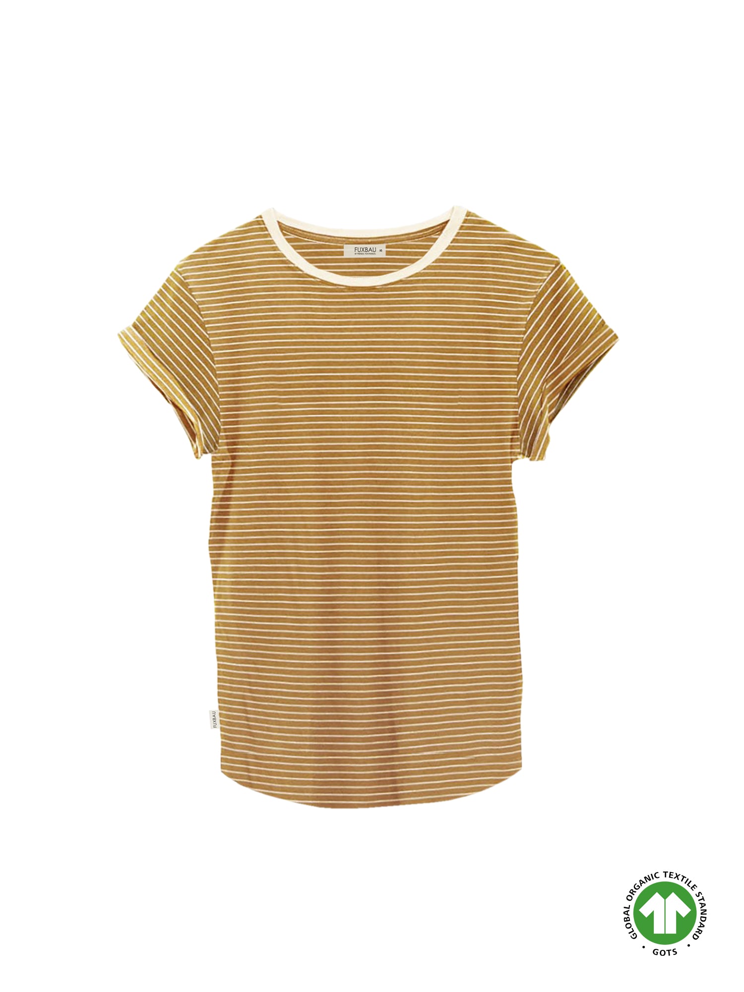 Fair Fashion Frauen Streifenshirt in creme sendgelb aus 100% GOTS zertifizierter Biobaumwolle, fair und nachhaltig in Portugal hergestellt