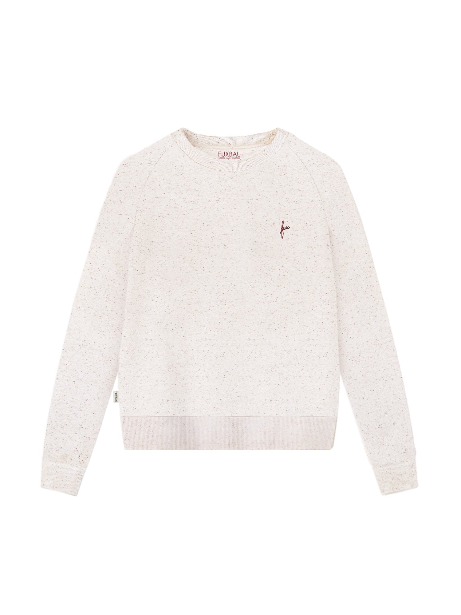 Nachhaltiger Fair Fashion Frauen fux Sweater in beige mit farbigen highlights aus 100% GOTS zertifizierter Biobaumwolle made in Portugal.