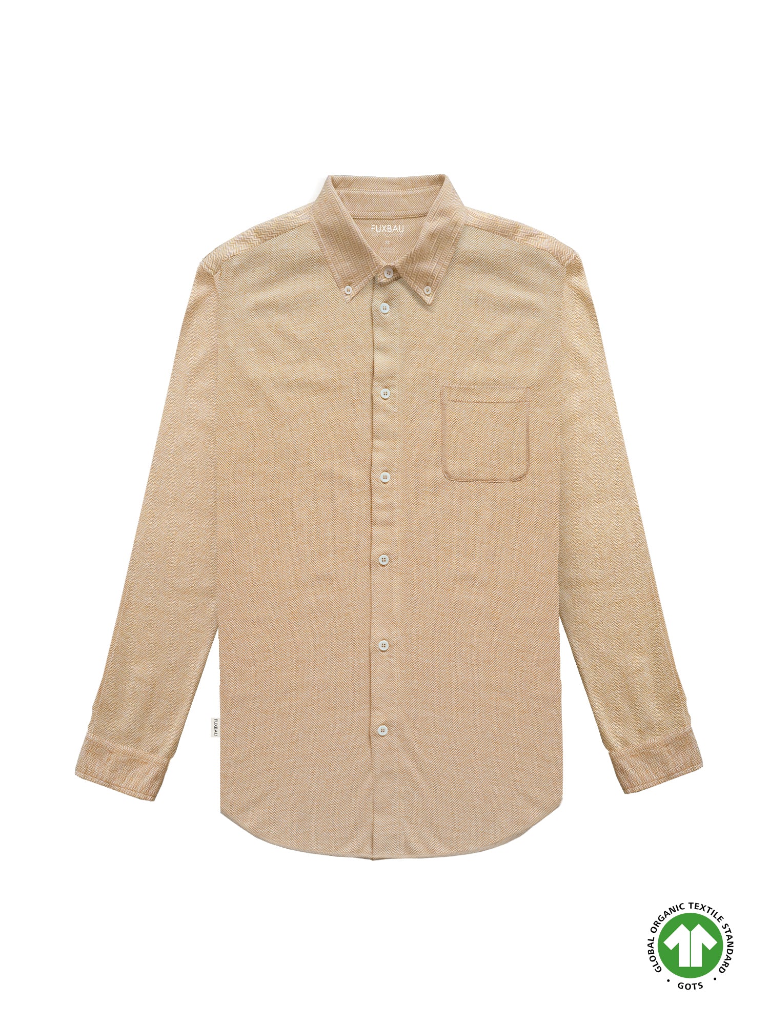 Männer Fishbone Hemd in senfgelb aus 1ßß% GOTS zertifizierter Biobaumwolle