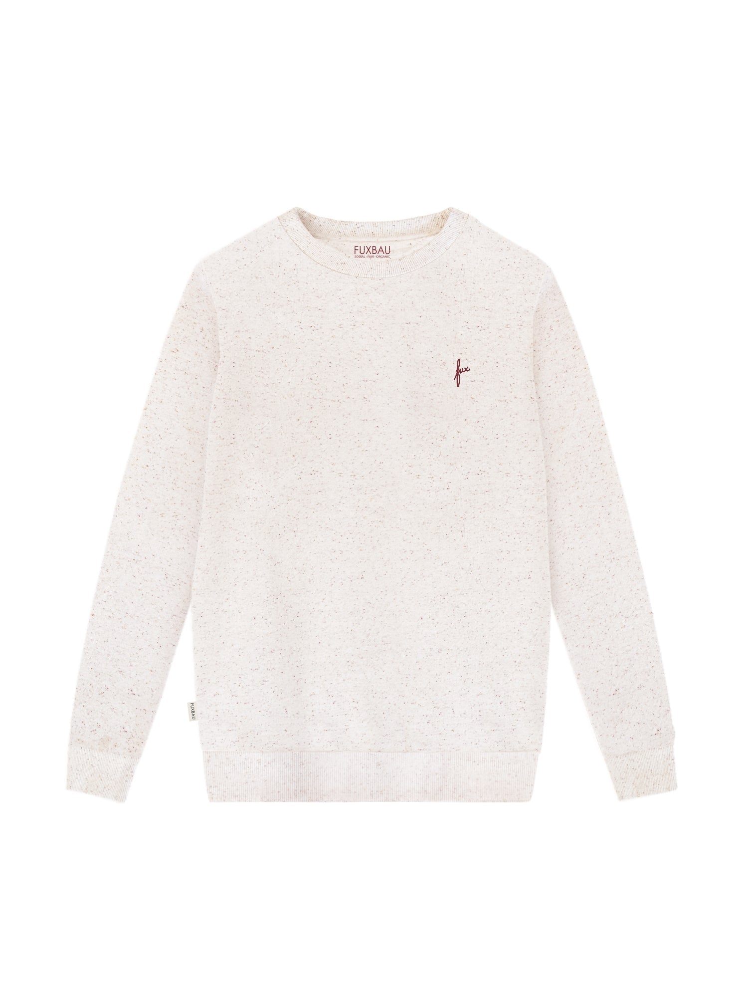 Nachhaltiger Fair Fashion Männer fux Sweater in beige mit farbigen highlights aus 100% GOTS zertifizierter Biobaumwolle made in Portugal.