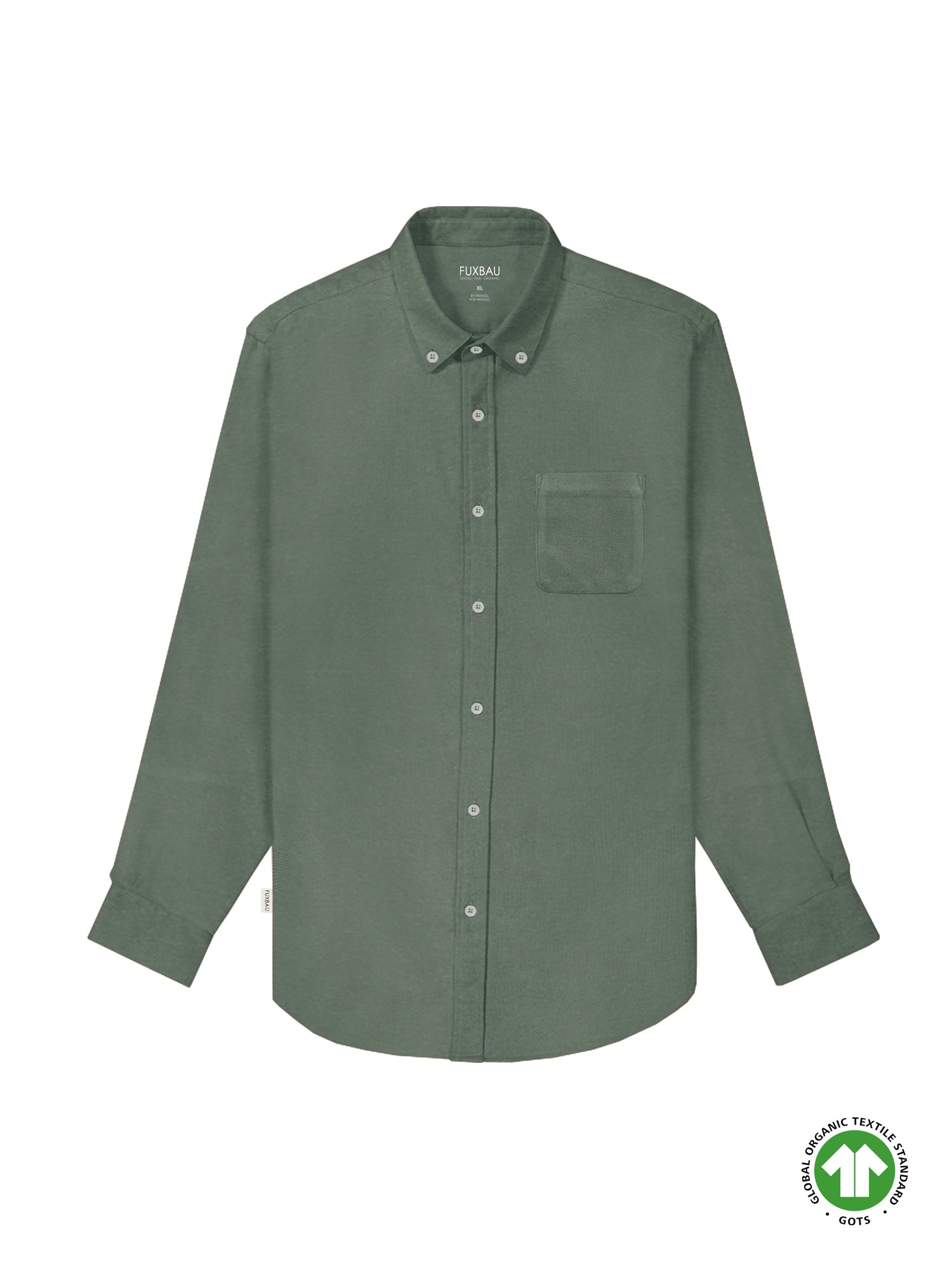 FUXBAU Männer Hemd in grün aus 100% GOTS zertifizierter Biobaumwolle und faire in Portugal hergestellt.