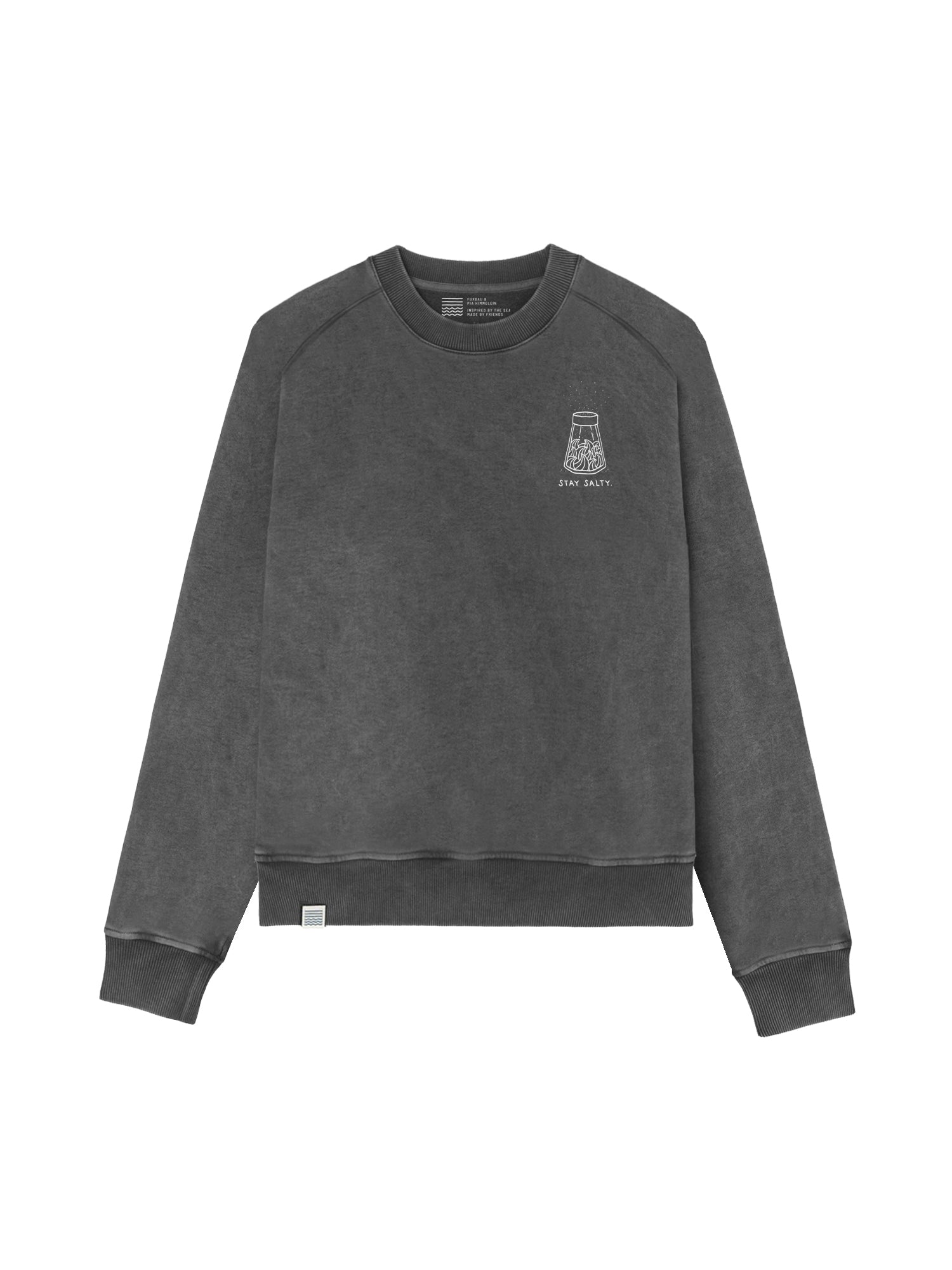 FUXBAU Frauen Stay Salty Sweater in salzschwarz aus 100% Biobaumwolle aus unserer Artist Series mit Pia Himmelein.