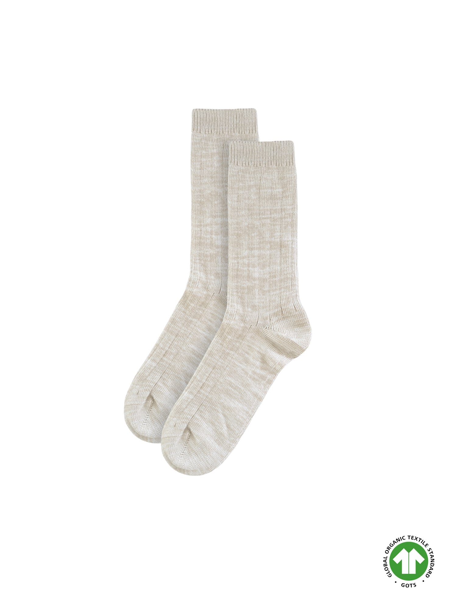 Fair Fashion FUXBAU Socken in beige meliert aus GOTS zertifizierter Biobaumwolle. Made in Portugal