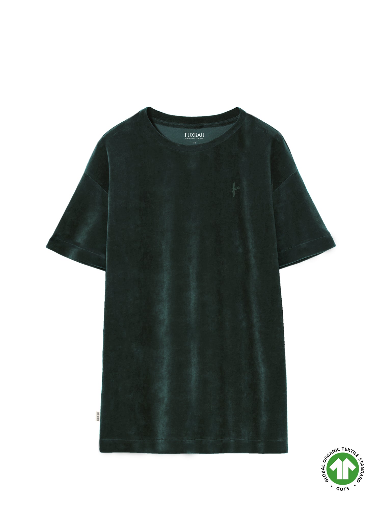 FUXBAU Frauen Samt Kleid in grün. GOTS zertifiziert. 100% Biobaumwolle. Made in Portugal