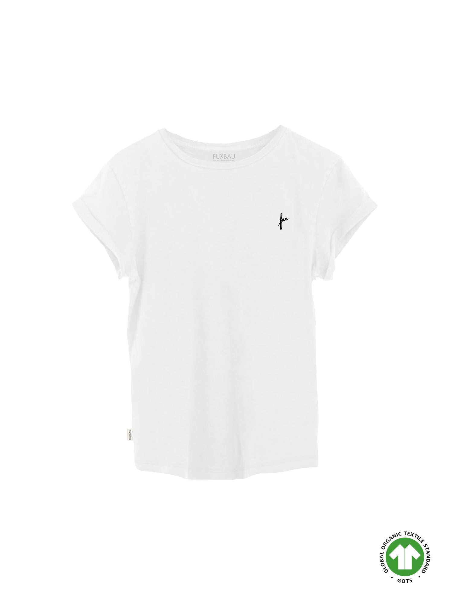 Nachhaltiges und faires Frauen fux T-Shirt in weiß aus 100% GOTS zertifizierter Biobaumwolle made in Portugal