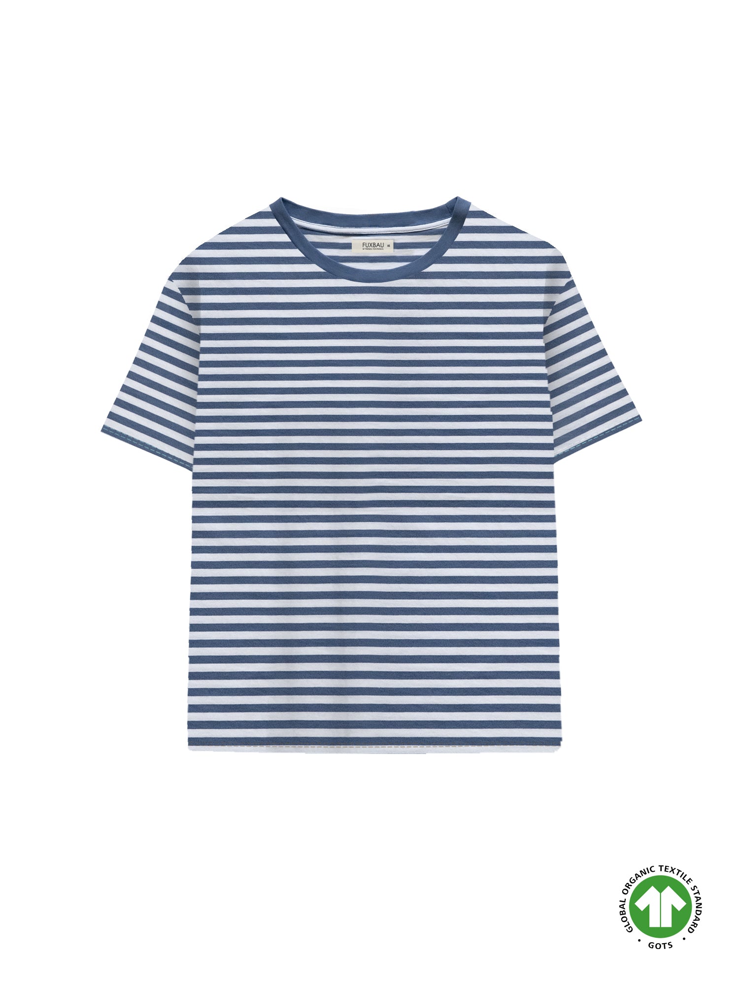 Nachhaltiges Gestreiftes Frauen T-Shirt in blau weiß von FUXBAU aus 100% GOTS zertifizierter Biobaumwolle made in Portugal