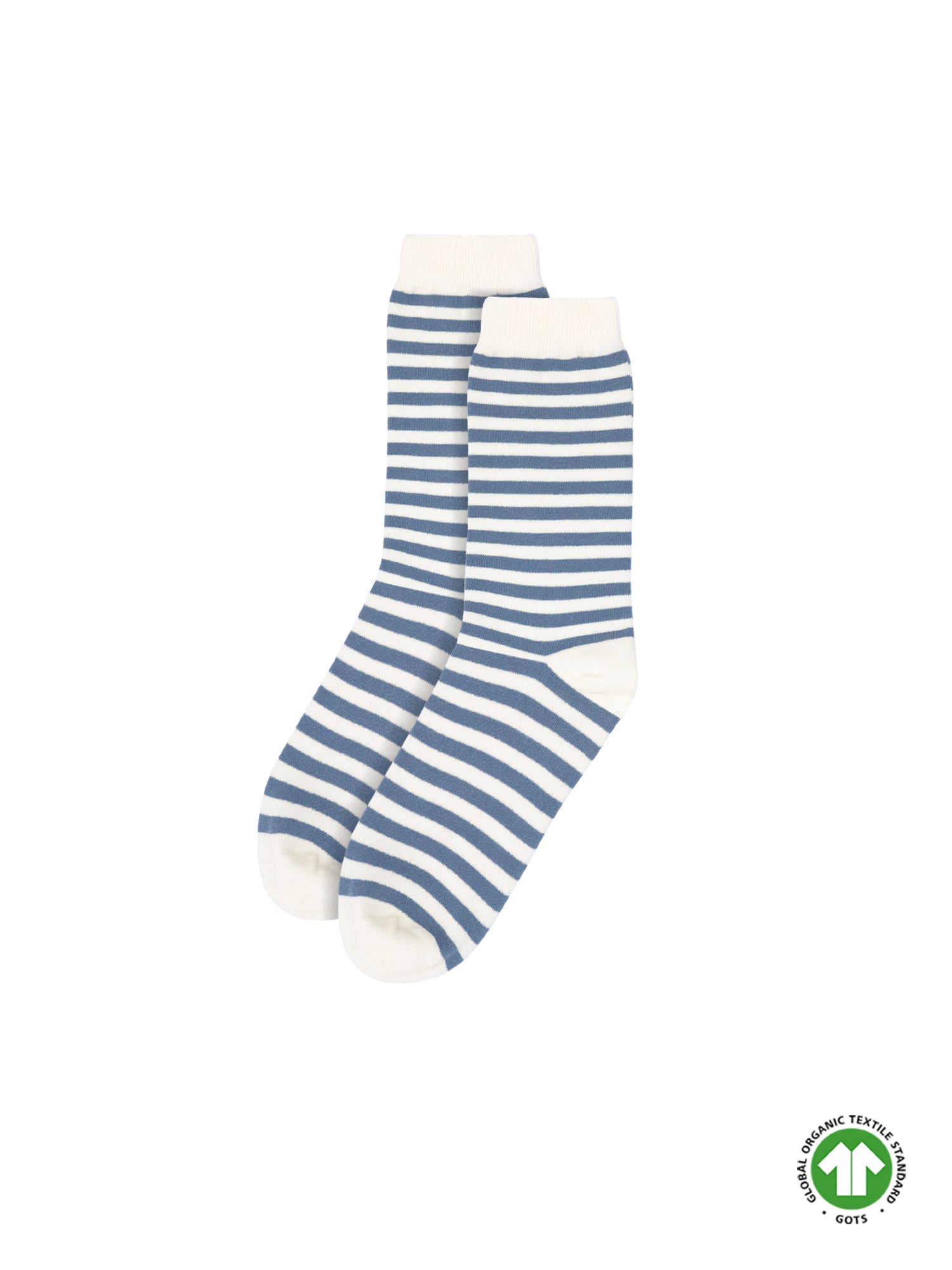 In Portugal hergestellte Streifensocken in creme blau im 2er Pack aus 100% GOTS zertifizierter Bioabaumwolle
