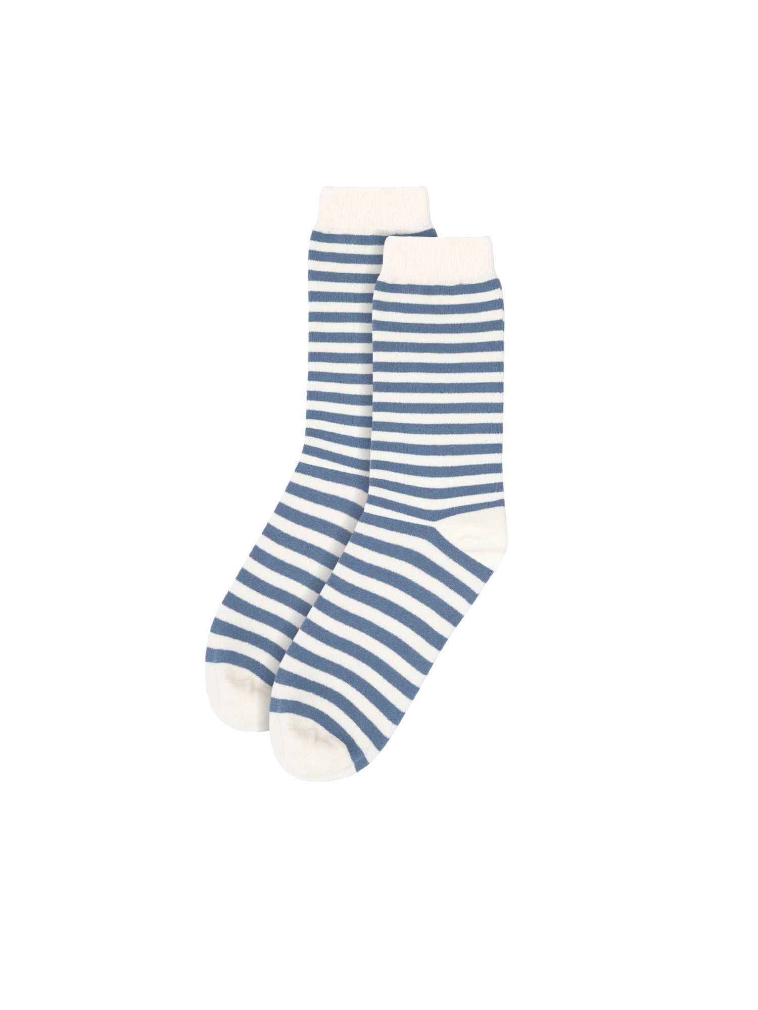 In Portugal hergestellte Streifensocken in creme blau im 2er Pack aus 100% GOTS zertifizierter Bioabaumwolle