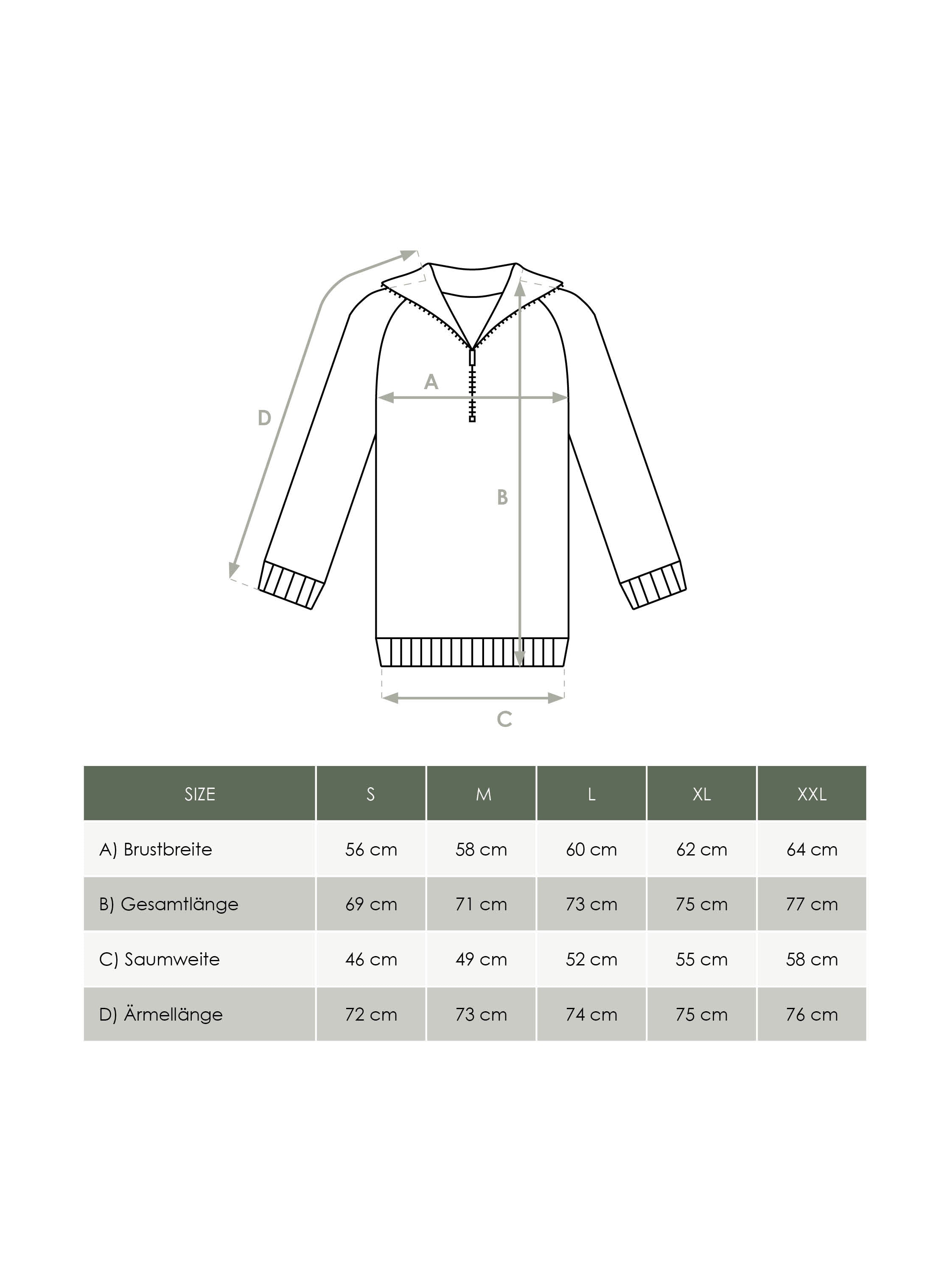 Produkt Größentabelle nachhaltiger Herren Troyer von FUXBAU