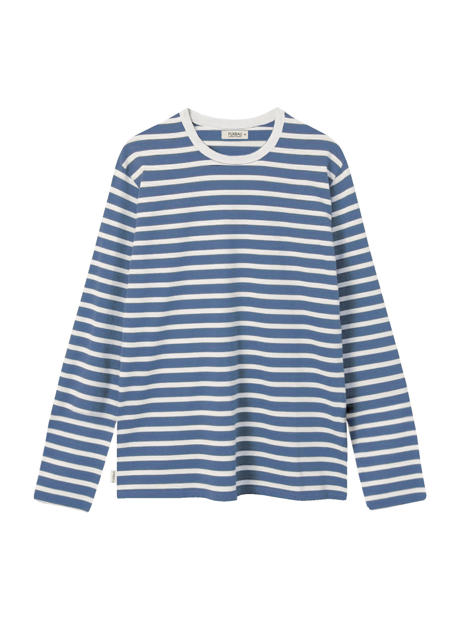 FUXBAU Fair Fashion Frauen Streifen Longsleeve in creme blau aus 100% GOTS zertifizierter Biobaumwolle.