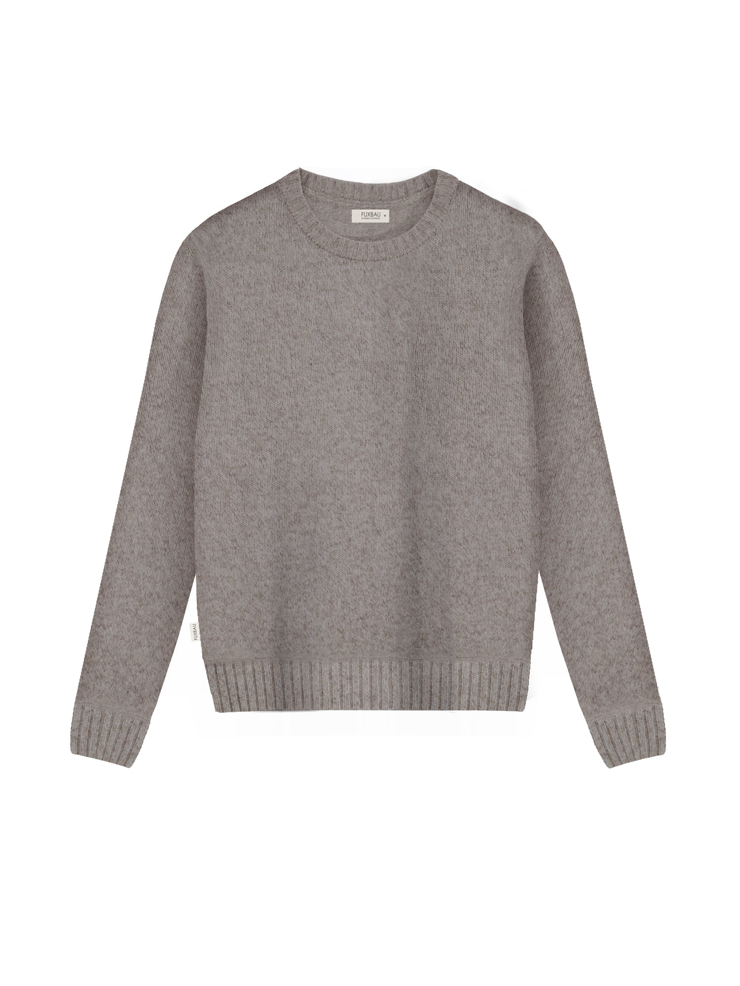 Nachhaltige FUXBAU Frauen Merino Strickpullover in braunmeliert aus 100% Merinowolle und fair in Deutschland hergestellt