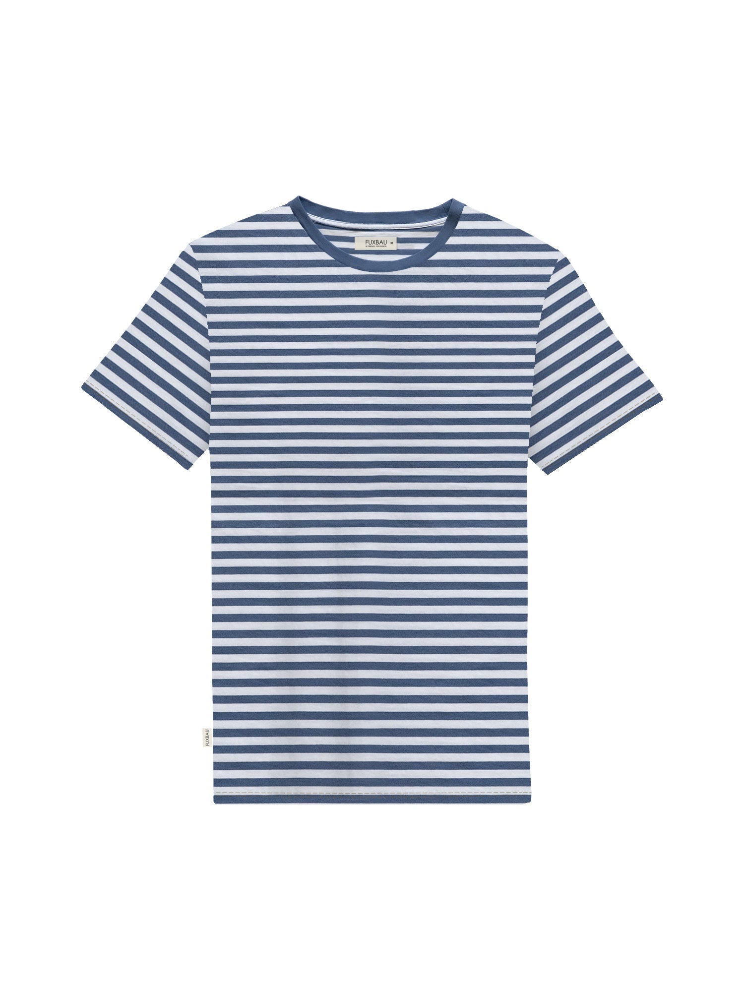 Nachhaltig und in Portugal fair produziertes gestreiftes Männer T-Shirt in blau weiß aus 100% GOTS zertifizierter Biobaumwolle.