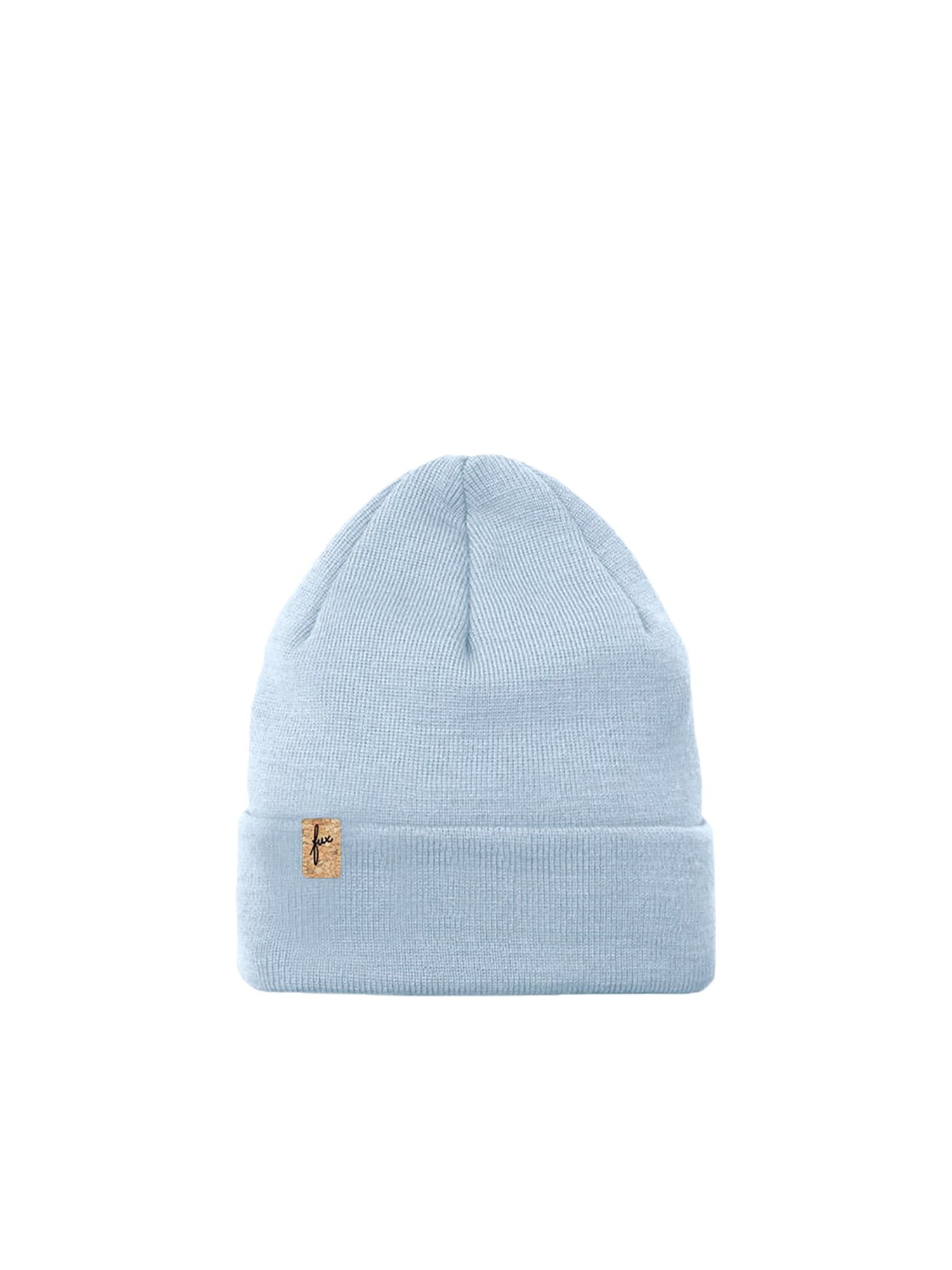 FUXBAU Merino Kork Beanie in eisblau für Kinder zwischen 1 und 12 Jahren aus 100% Merinowolle und fair hergestellt in Deutschland.