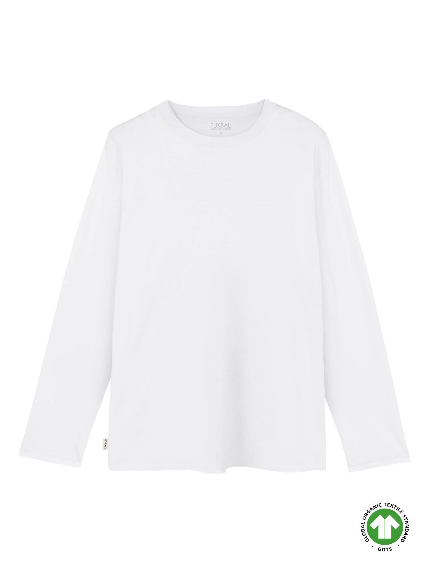 FUXBAI Männer Basic Langarmshirt in weiß aus 100% GOTS zertifizierter Biobaumwolle und made in Portugal unter fairen Arbeitsbedingungen
