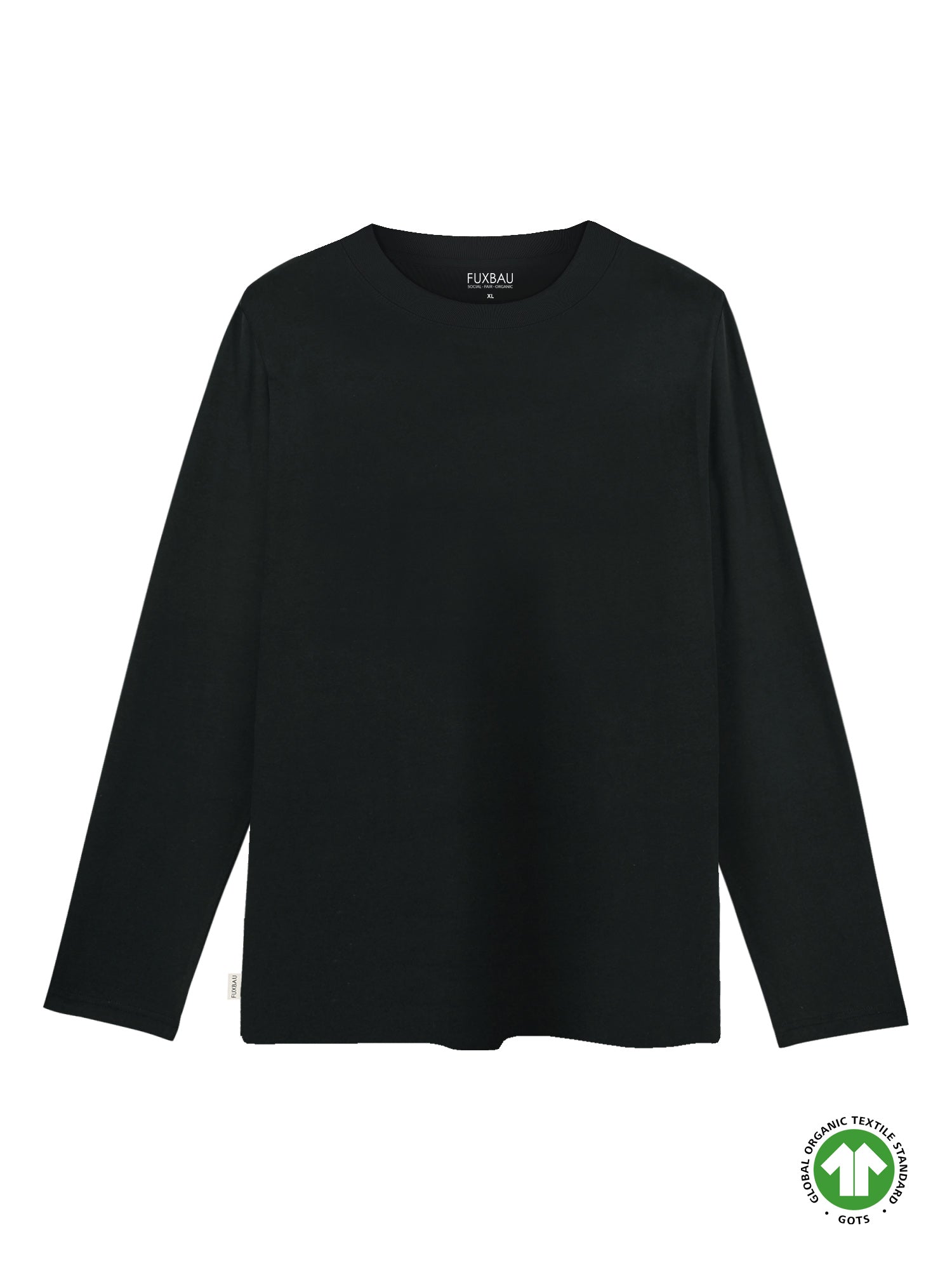 FUXBAI Männer Basic Langarmshirt in schwarz aus 100% GOTS zertifizierter Biobaumwolle und made in Portugal unter fairen Arbeitsbedingungen