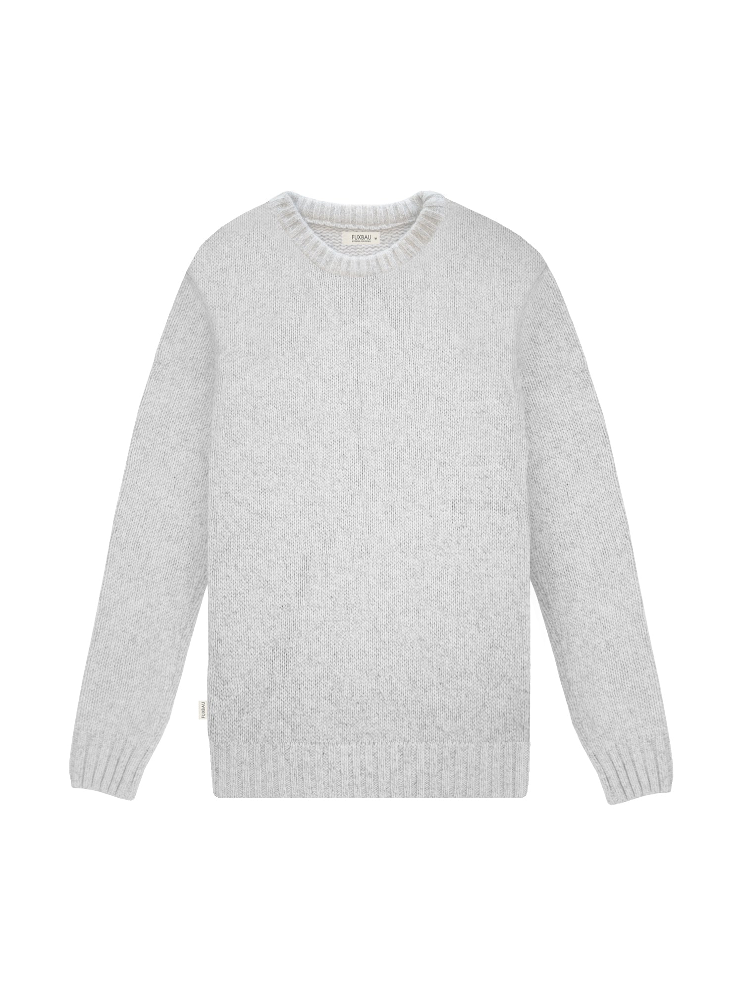 Nachhaltiger Männer Merino Strickpullover in grau mit angesetzten Ärmeln aus 100% Merinowolle und fair in Deutschland hergestellt