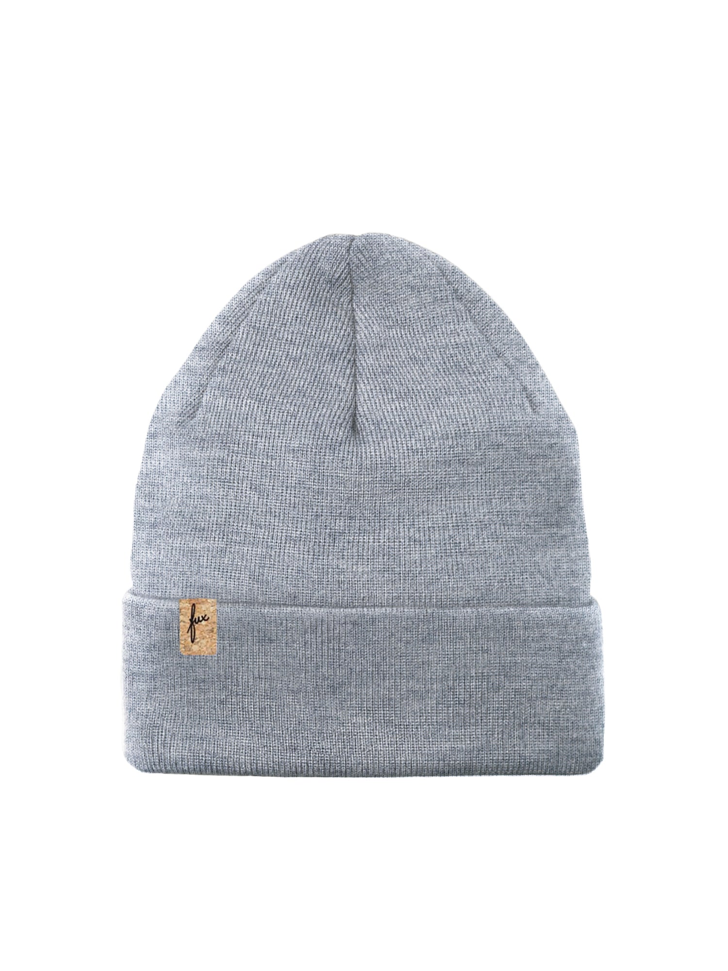 FUXBAU Merino Kork Beanie in graumeliert, Made in germany, 100% Merinowolle, Sozial, Fair & Nachhaltig