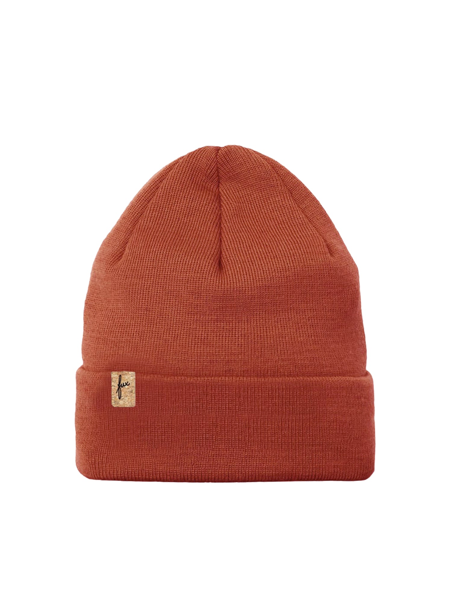 FUXBAU Merino Kork Beanie in herbstorange, Made in germany, 100% Merinowolle, Sozial, Fair & Nachhaltig