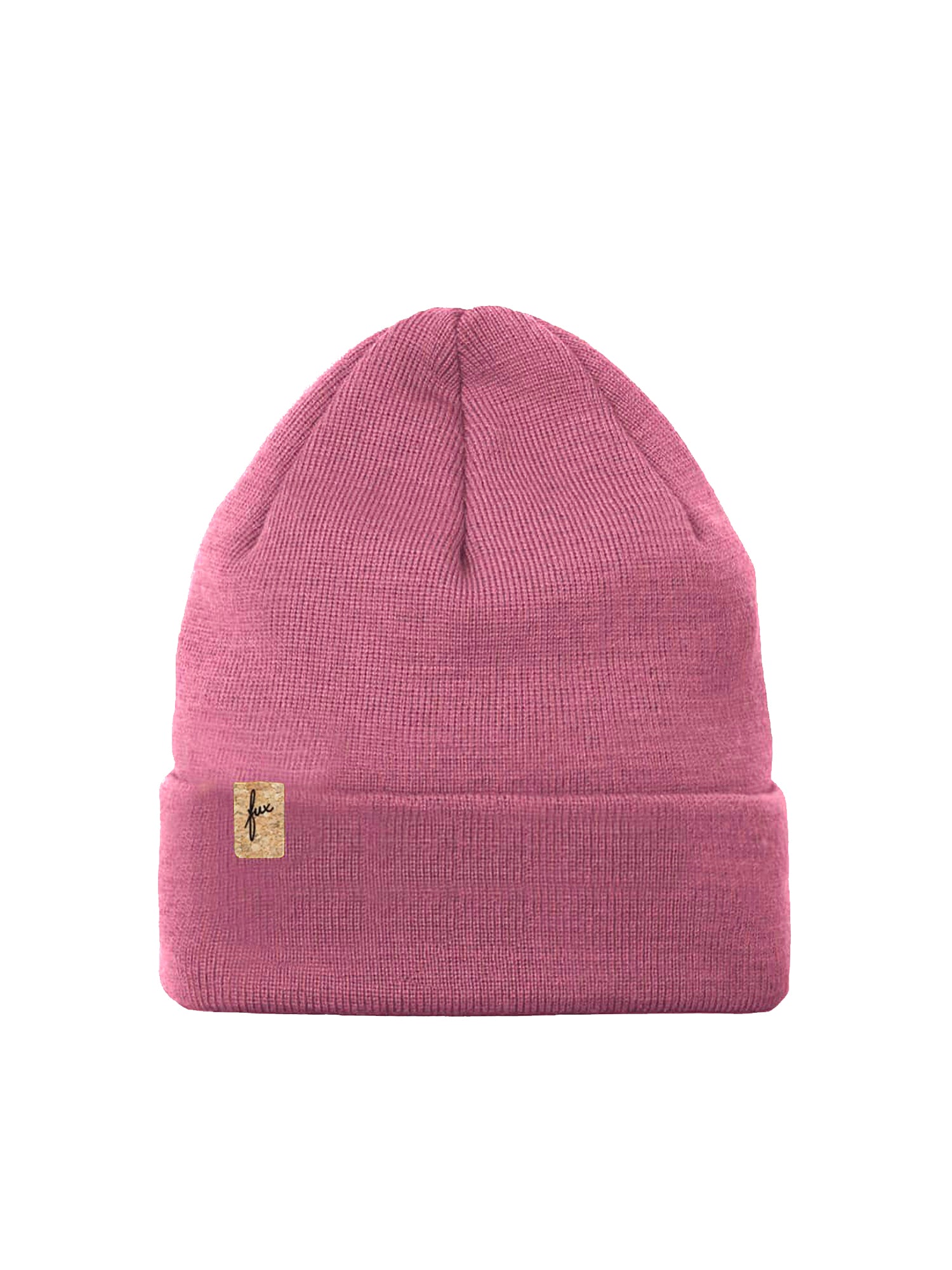 FUXBAU Merino Kork Beanie in himbeere, Made in germany, 100% Merinowolle, Sozial, Fair & Nachhaltig