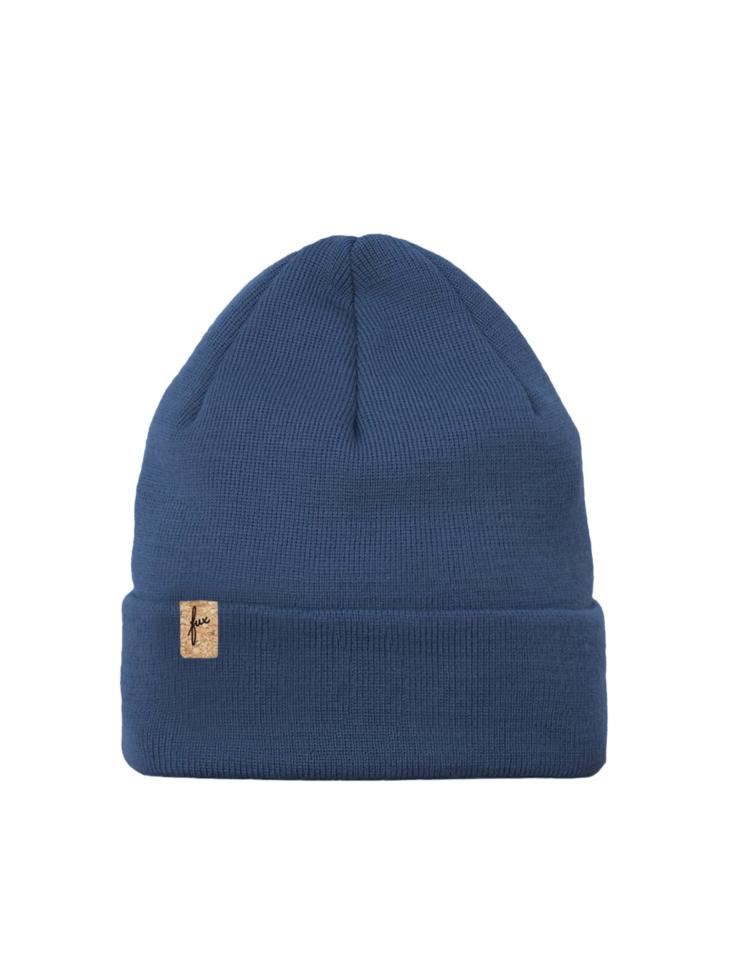 FUXBAU Merino Kork Beanie in nachtblau, Made in germany, 100% Merinowolle, Sozial, Fair & Nachhaltig