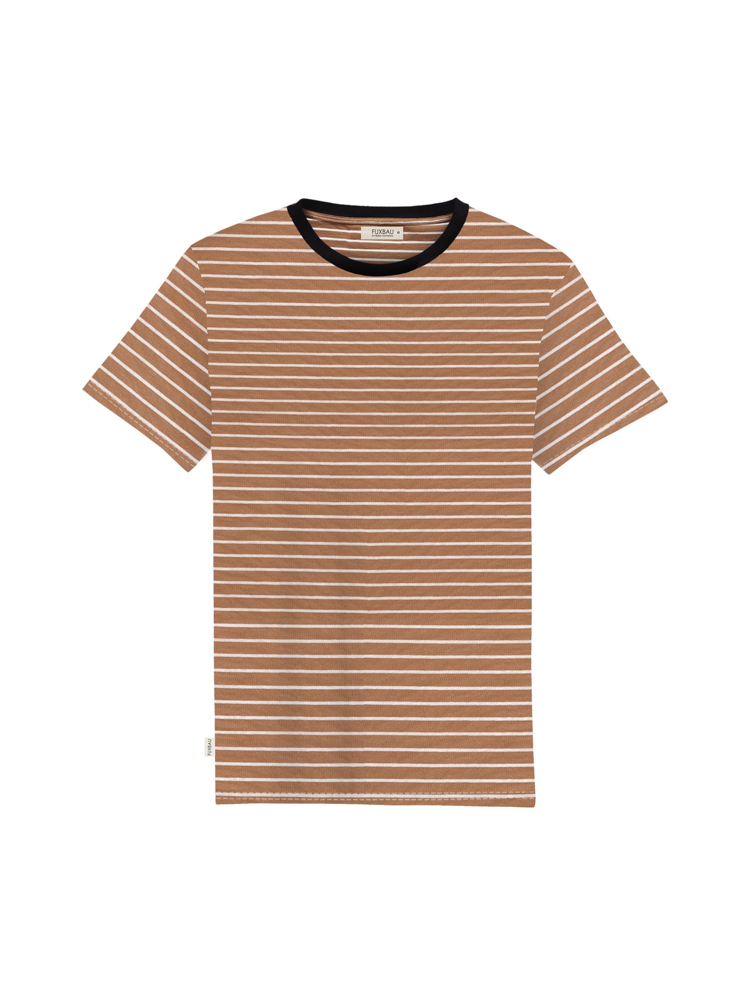 Nachhaltiges Gestreiftes Männer T-Shirt in karamell von FUXBAU aus 100% GOTS zertifizierter Biobaumwolle made in Portugal