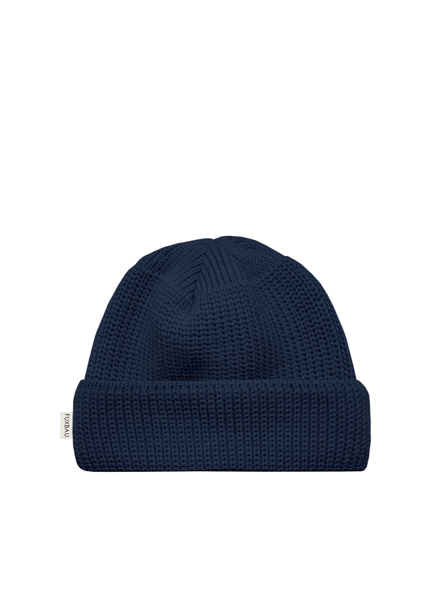 Kurze Merino Fischermütze in navy aus 100% GOTS zertifizierter Merinowolle und fair in Deutschland hergestellt