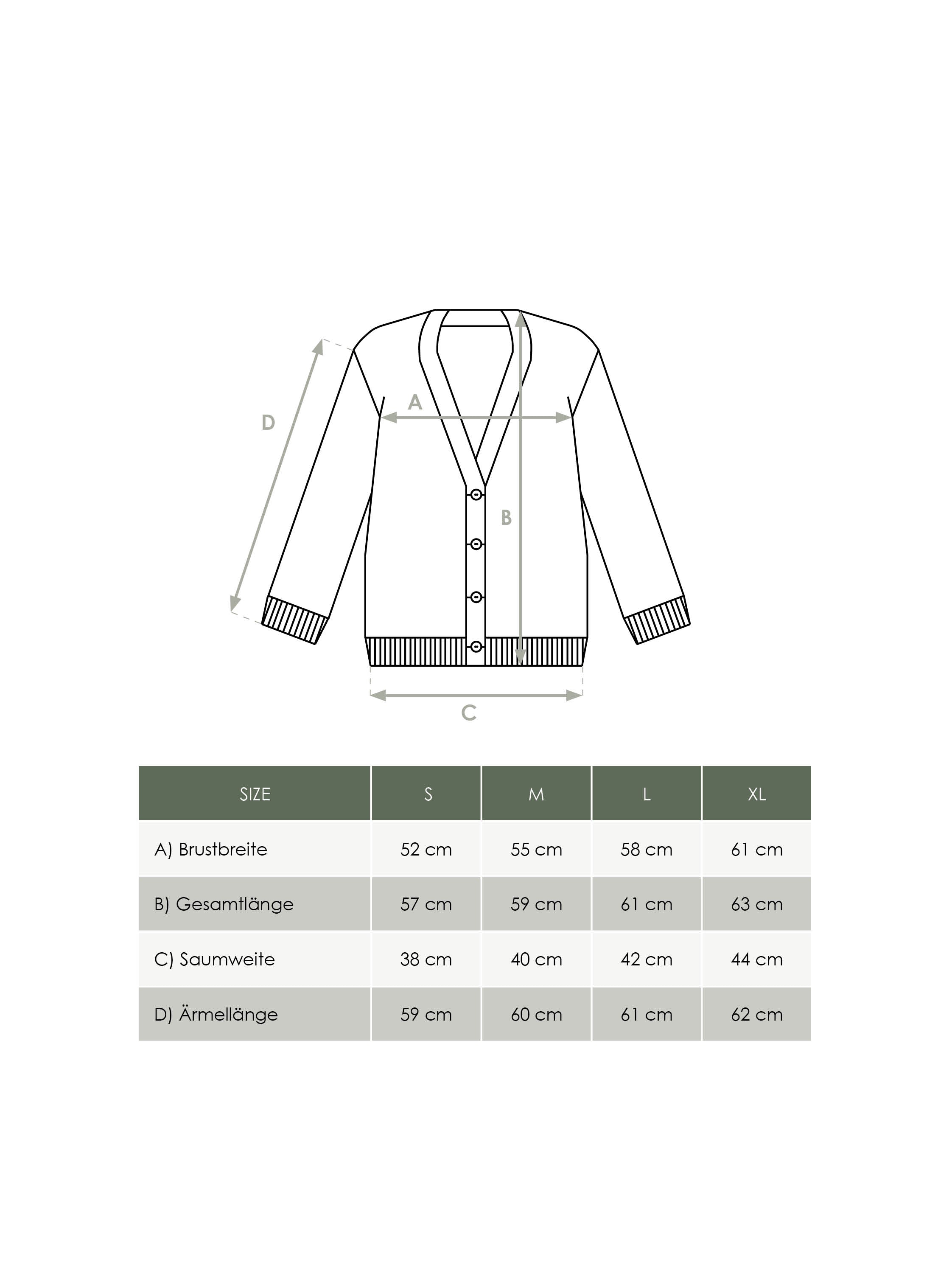 Produkt Größentabelle nachhaltige Damen 4Seasons Strickjacke von FUXBAU