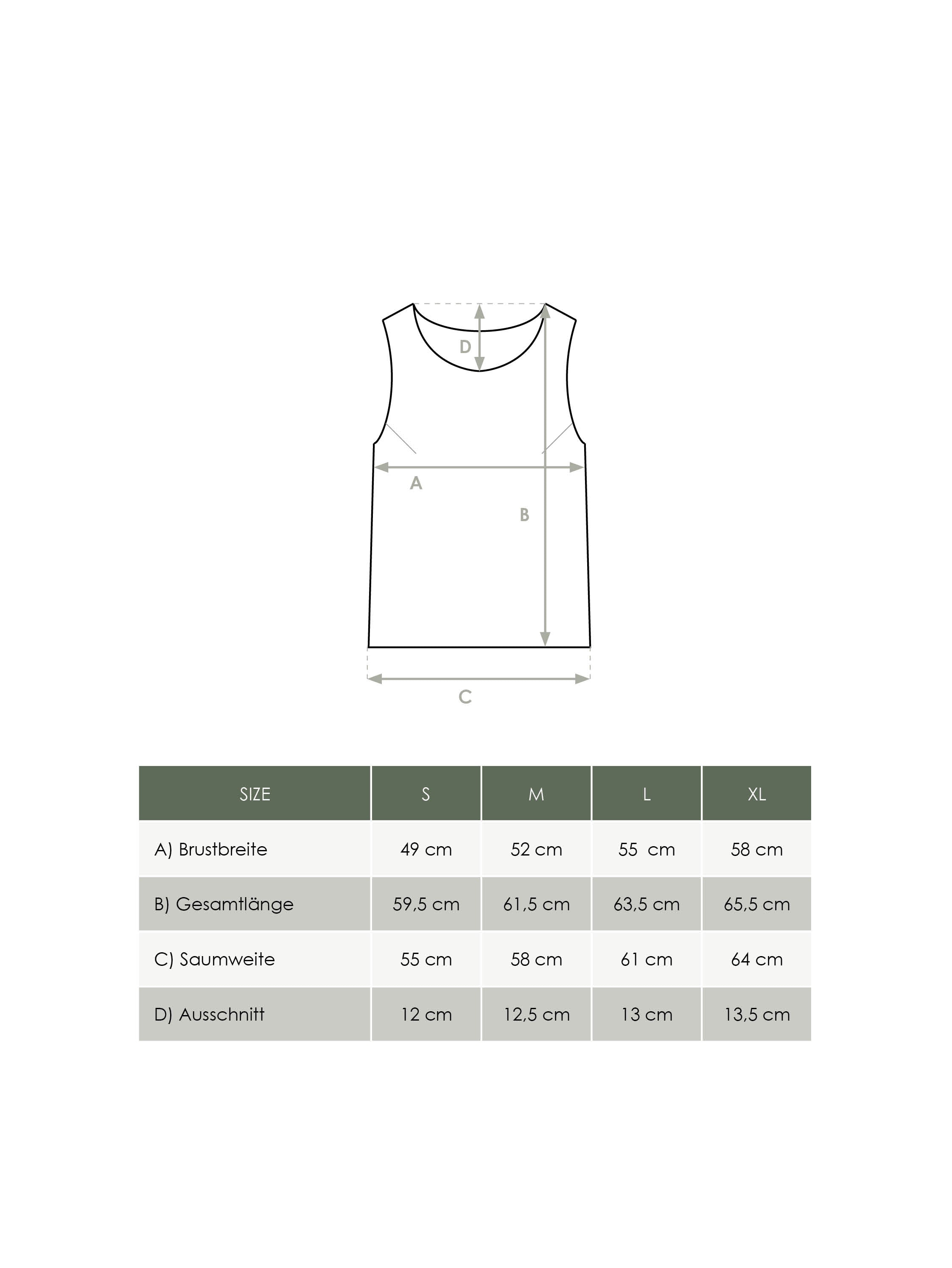 Produkt Größentabelle Damen Leinentop