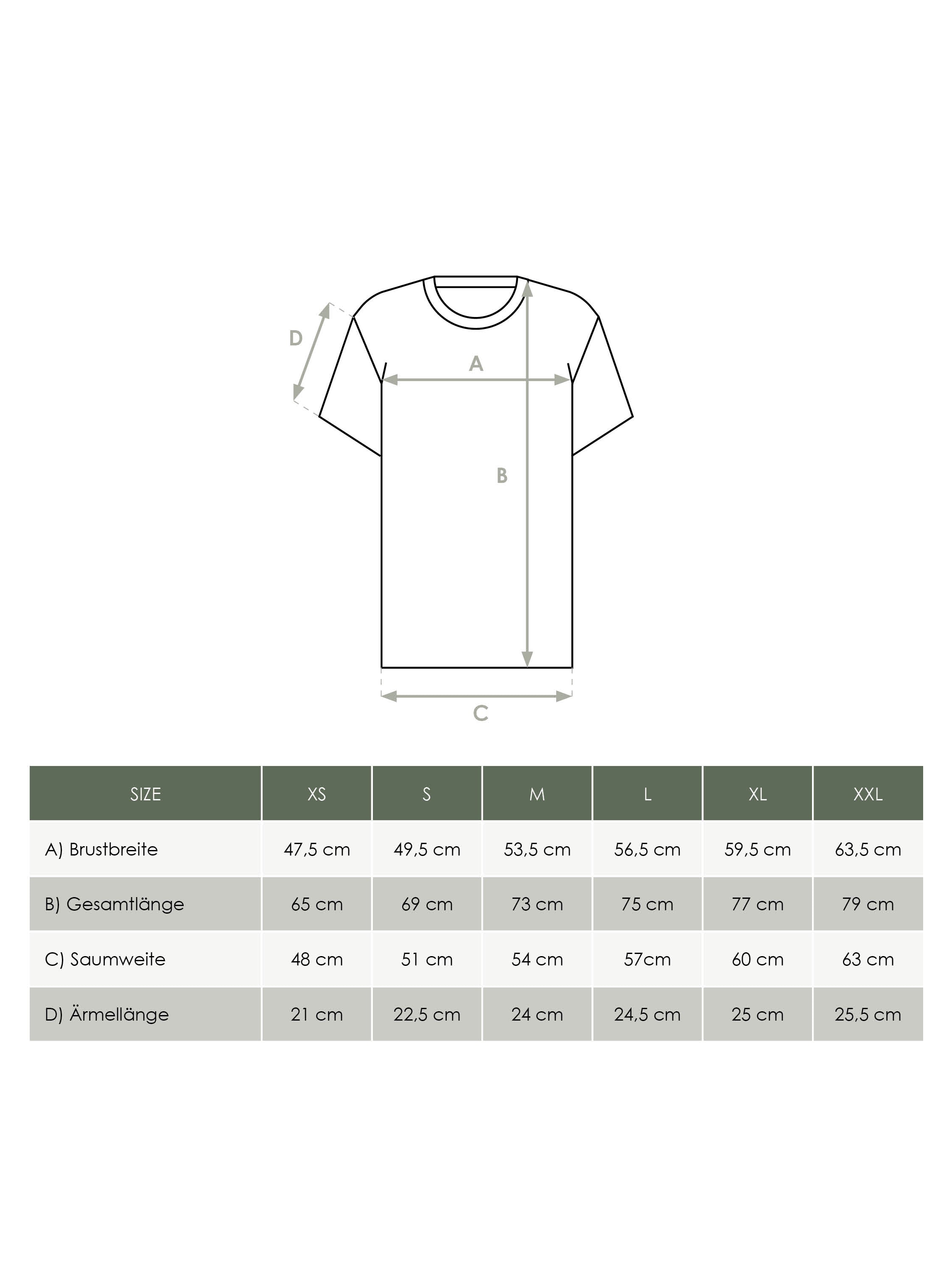 Produkt Größentabelle Unisex Surf T-Shirt von FUXBAU