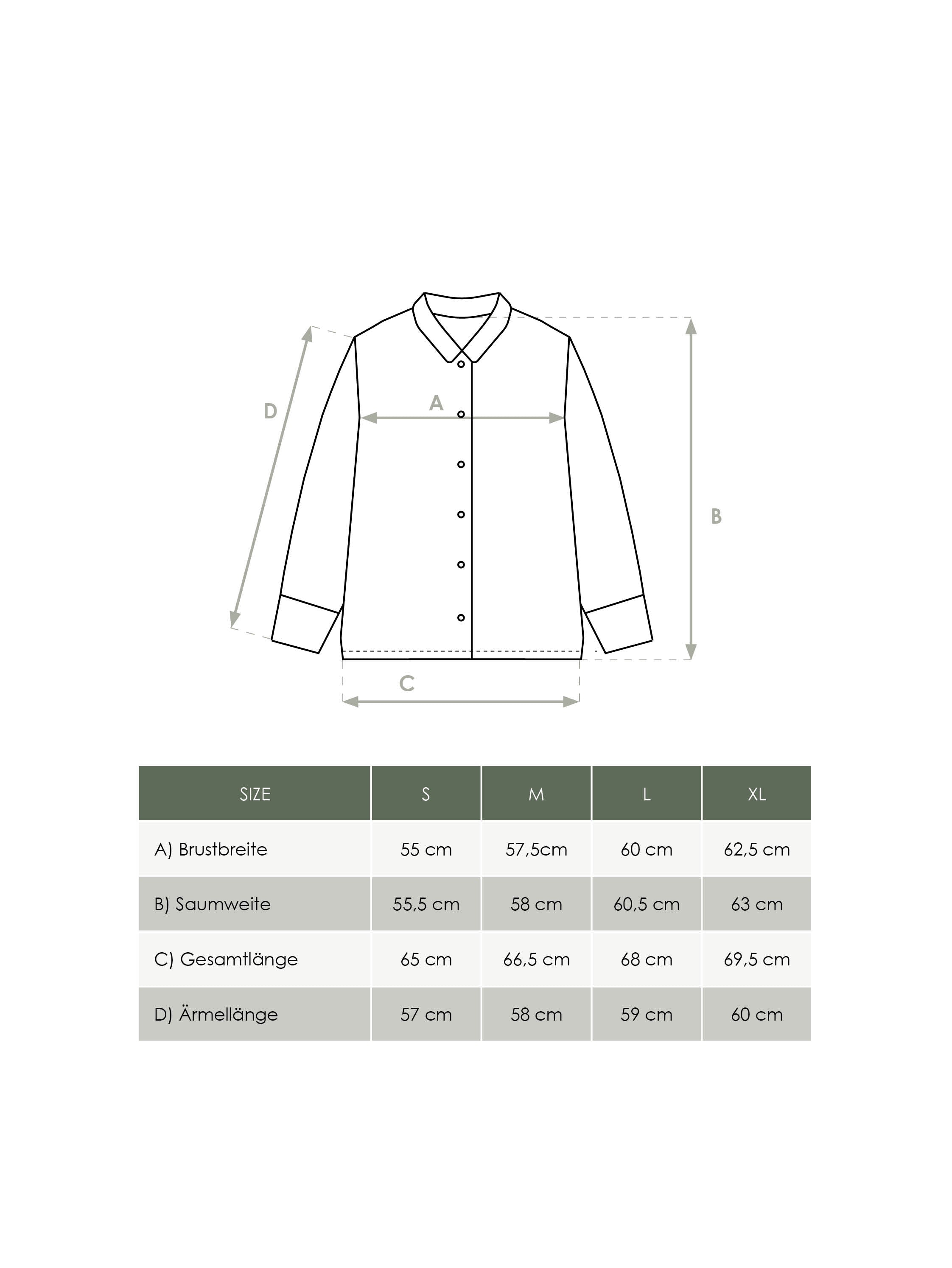 Produkt Größentabelle Damen Leinenbluse