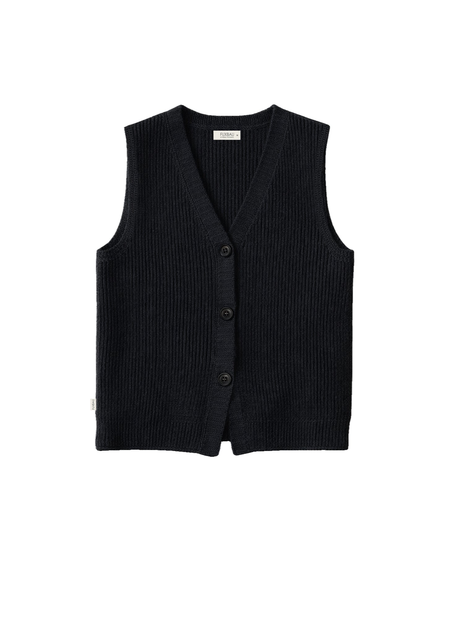 4Seasons Frauen Strickweste in schwarz aus 100% GOTs zertifizierter Biobaumwolle und fair in Italien hergestellt