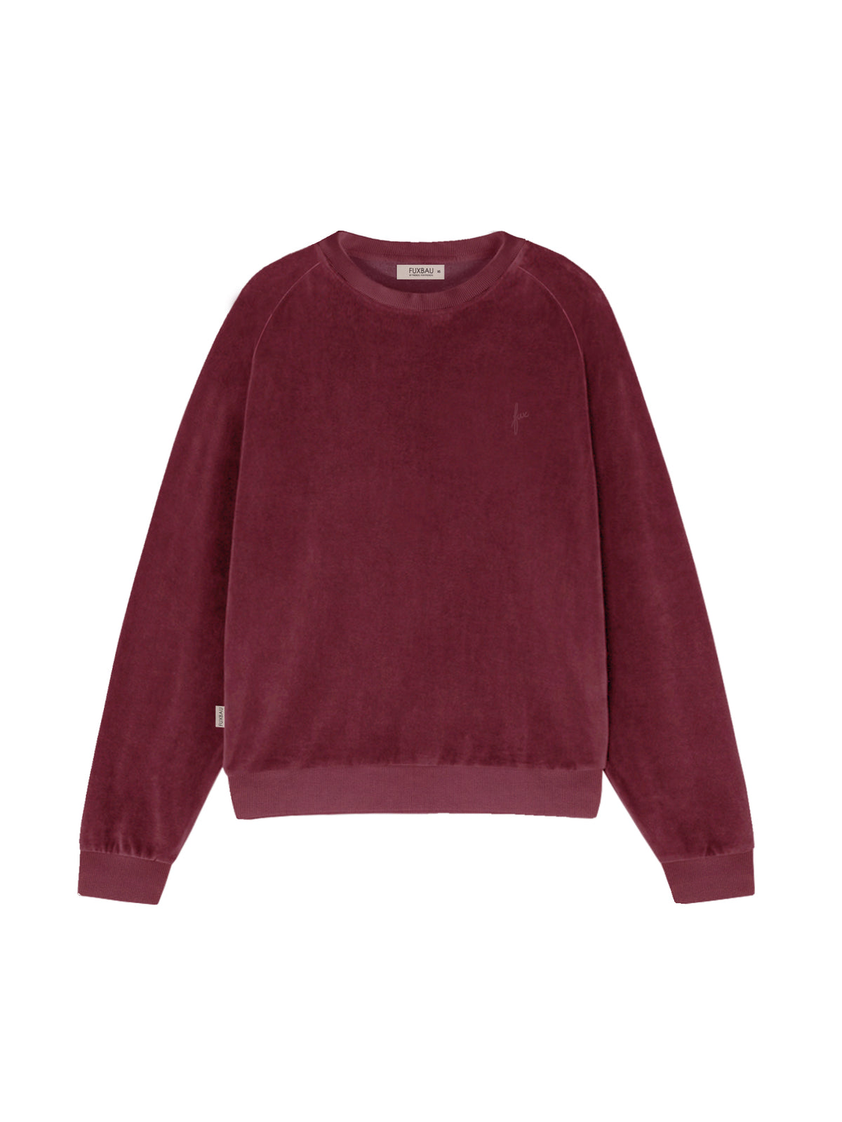 Frauen Samt Sweaterin bordeaux aus 100% Biobaumwolle, GOTS zertifiziert und made in Portugal