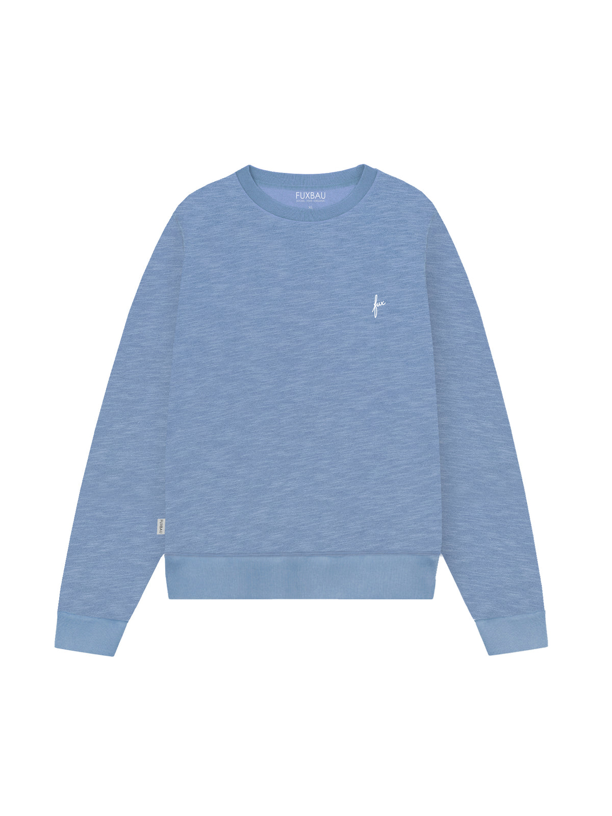 Fairer FUXBAU Frauen Azul Sweater in blau meliert hergestellt in Portugal und aus 100% GOTS zertifizierter Biobaumwolle