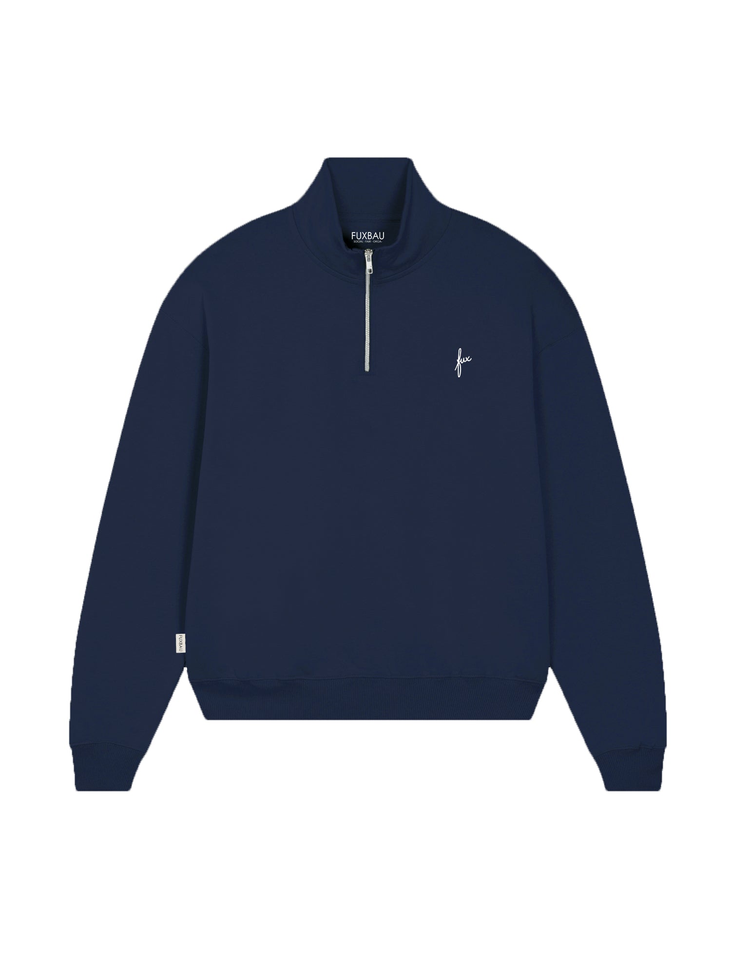 Nachhaltiger und fairer Frauen fux Half Zip Sweater in navy aus 100% GOTS zertifizierter Biobaumwolle und made in Portugal