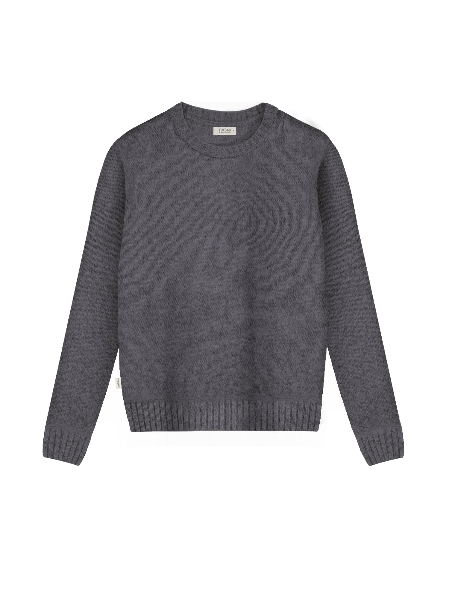 Nachhaltiger FUXBAU Frauen Merino Strickpullover in anthrazit aus 100% Merinowolle und fair hergestellt in Deutschland