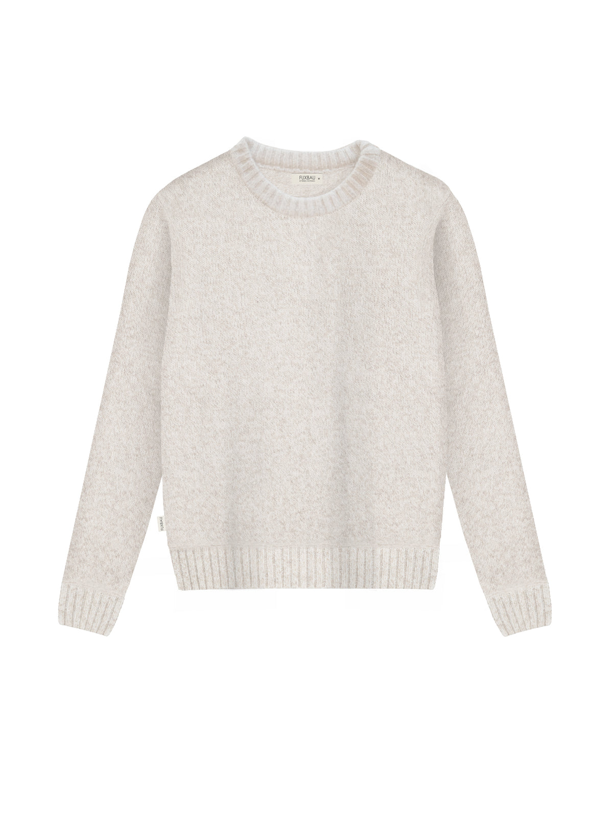 Nachhaltiger Frauen Merino Strickpullover in beigemeliert aus 100% Merinowolle und fair in Deutschland hergestellt