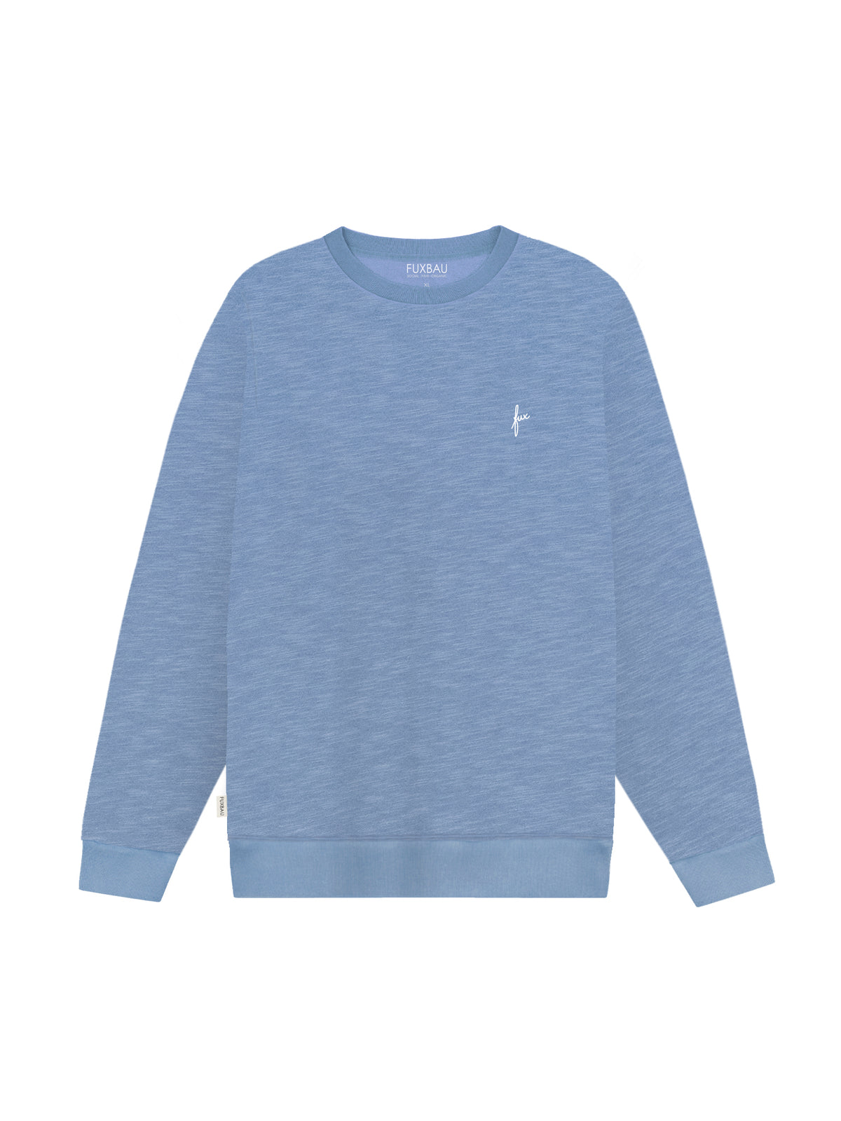 Fairer FUXBAU Männer Azul Sweater in blau meliert hergestellt in Portugal und aus 100% GOTS zertifizierter Biobaumwolle