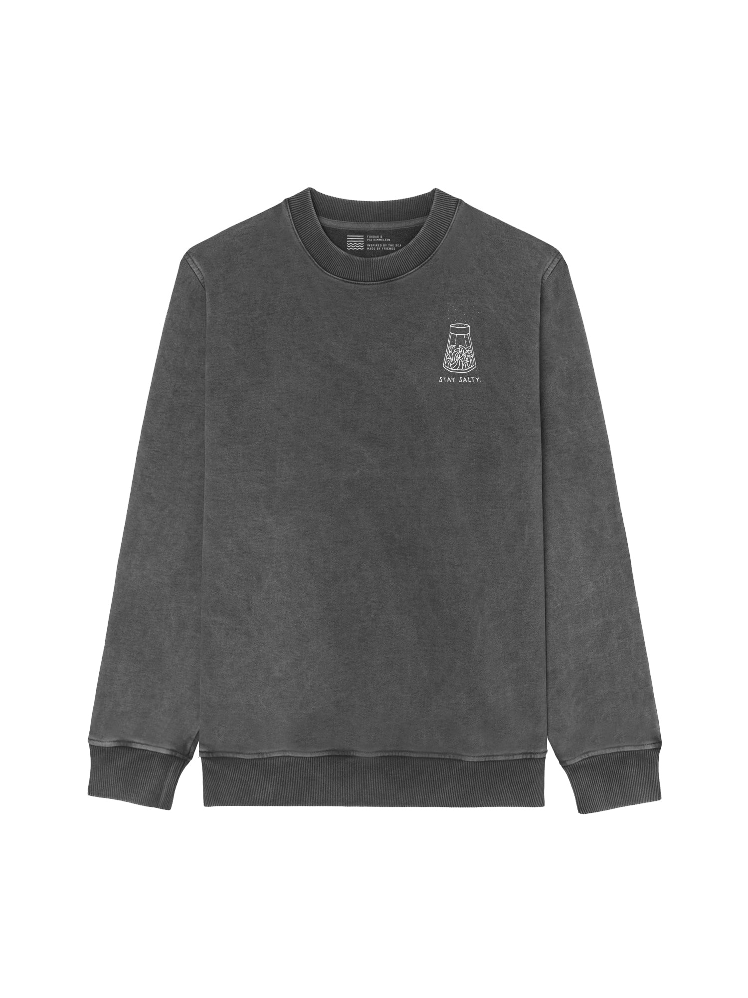 Nachhaltige Männer Stay Salty Sweater in salzschwarz von FUXBAU aus 100% GOTS zertifizierter Biobaumwolle und fair in Portugal hergestellt