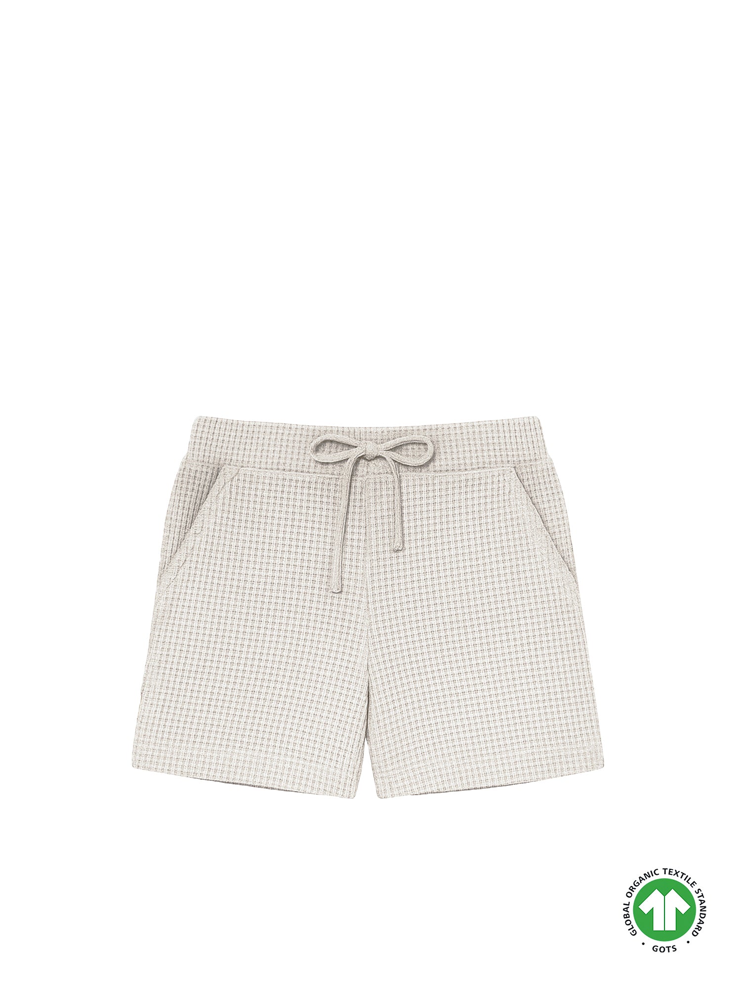 Freigestellte Damen Shorts aus Waffelstrick in Salbei – kurzärmlig, aus GOTS-zertifizierter Bio-Baumwolle, fair produziert von FUXBAU