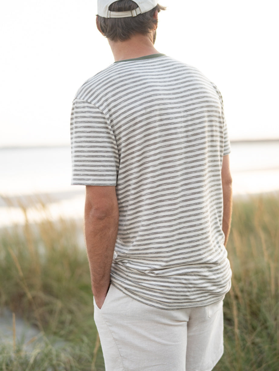 beige und grünmelierte Streifen - Inspiriert von der Dünenlandschaft in Nordportugal