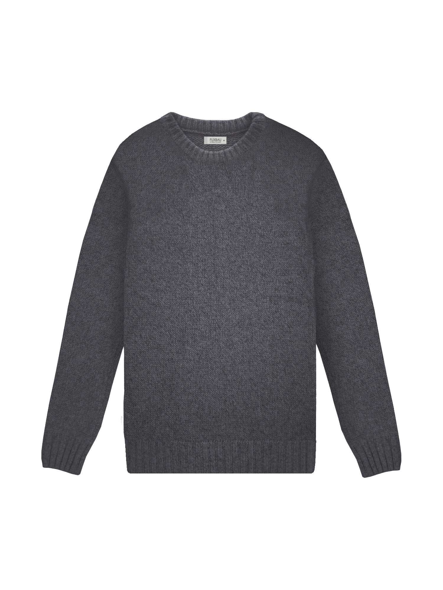 FUXBAU Merino Strickpullover für Männer in Anthrazit – hochwertiger Rundhals-Pullover aus 100 % Merinowolle, fair gefertigt in Deutschland