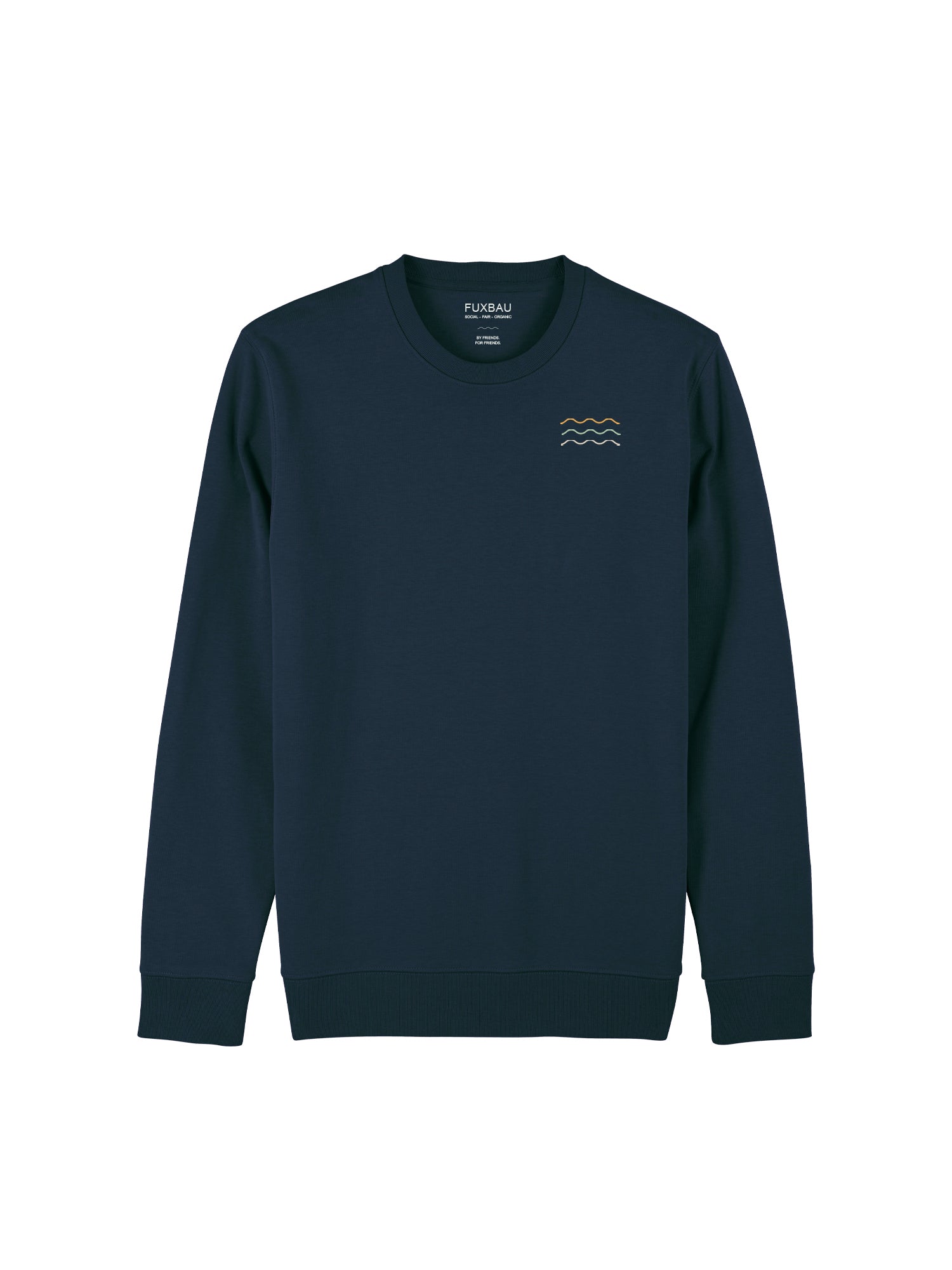 FUXBAU Fair Fashion Surf Sweater in navy aus Biobaumwolle mit Wellen Motiv