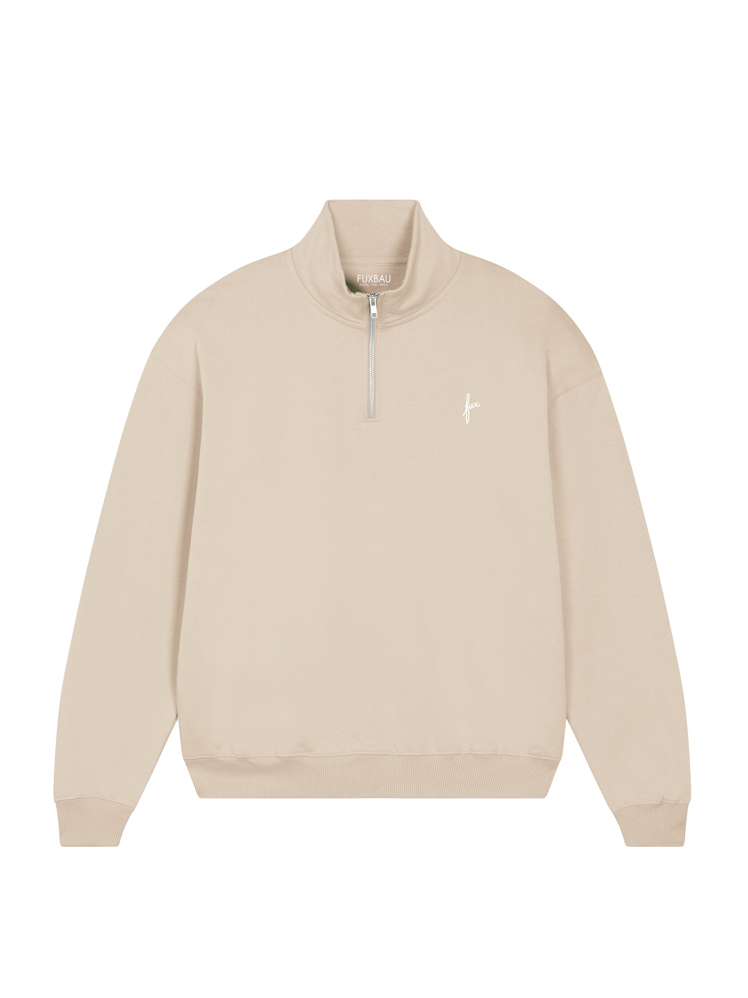 FUXBAU Fair Fashion Half Zip Sweater in sand