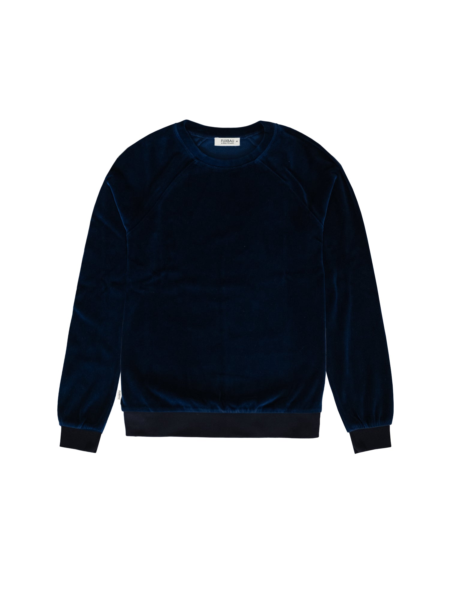 FUXBAU Fair Fashion Frauen Samt Pullover in navy aus Leftover Fabrics made in Portugal