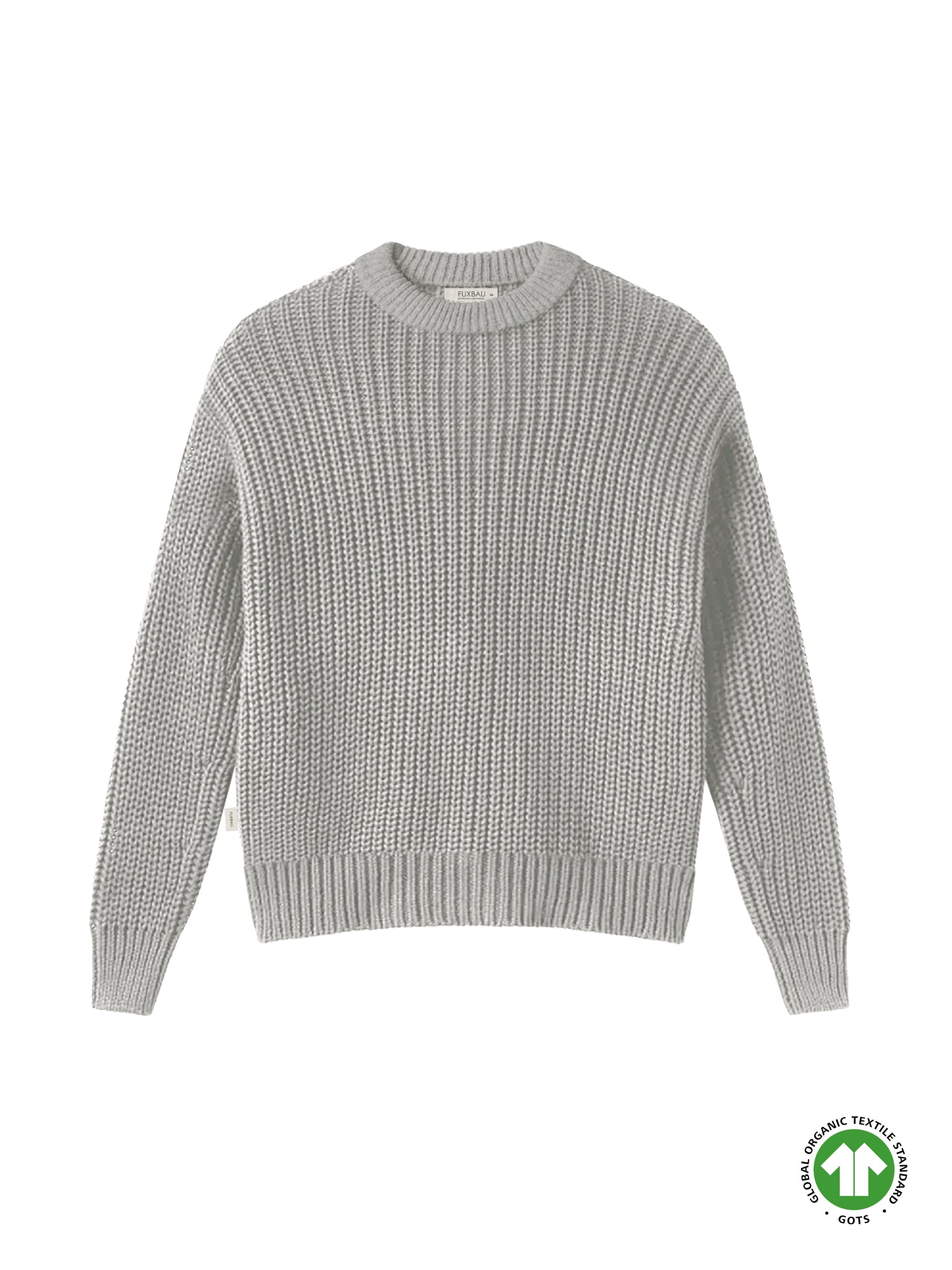 FUXBAU 4Seasons Frauen Strickpullover in grau aus 100% GOTS zertifizierter Biobaumwolle